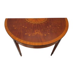Fabulous Mid-20th Century Inlaid Demi Lune Table