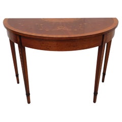 Vintage Fabulous Mid-20th Century Inlaid Demi Lune Table