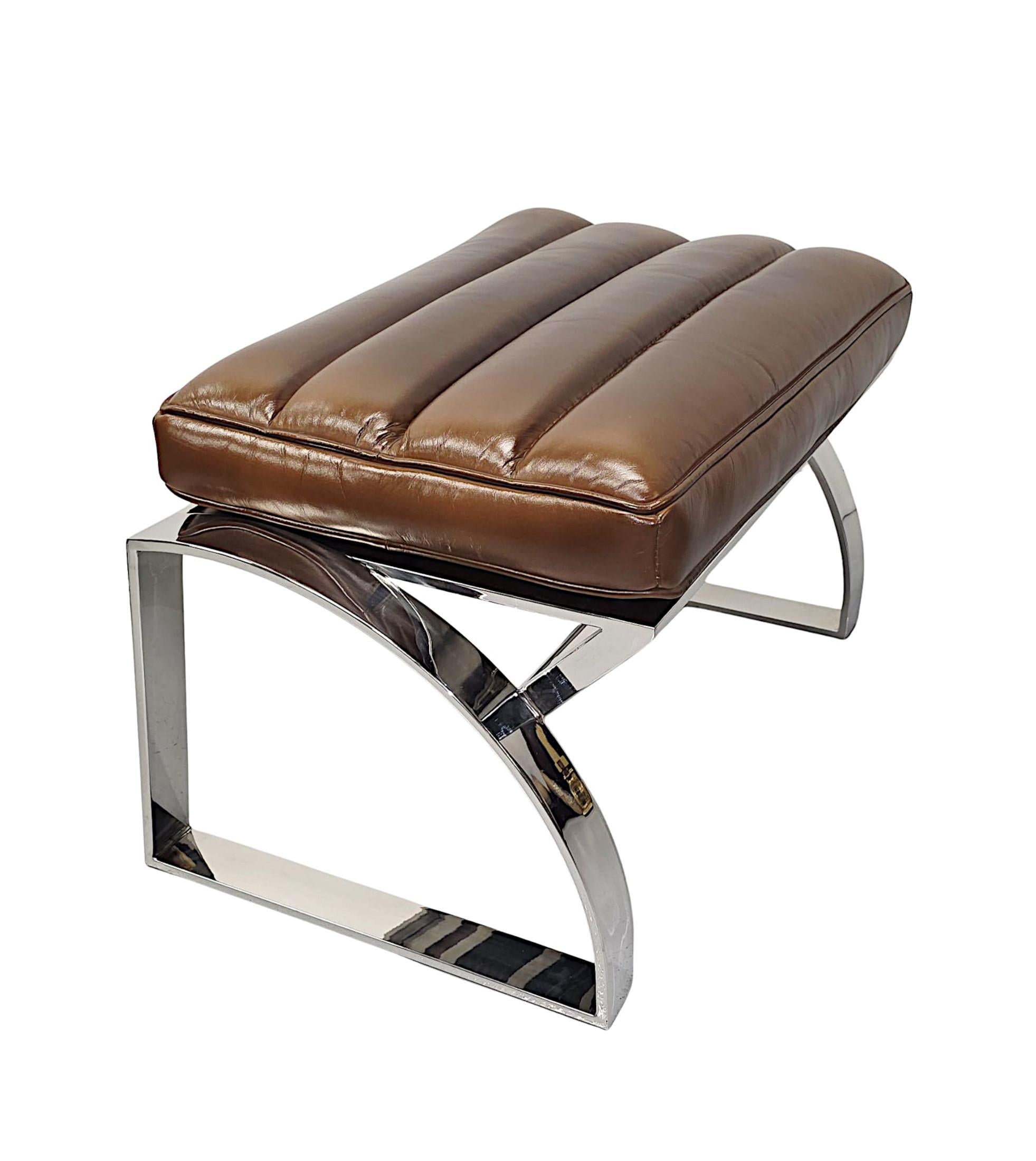 Contemporary A Fabulous Mid Century Design Chrome and Leather Stool For Sale