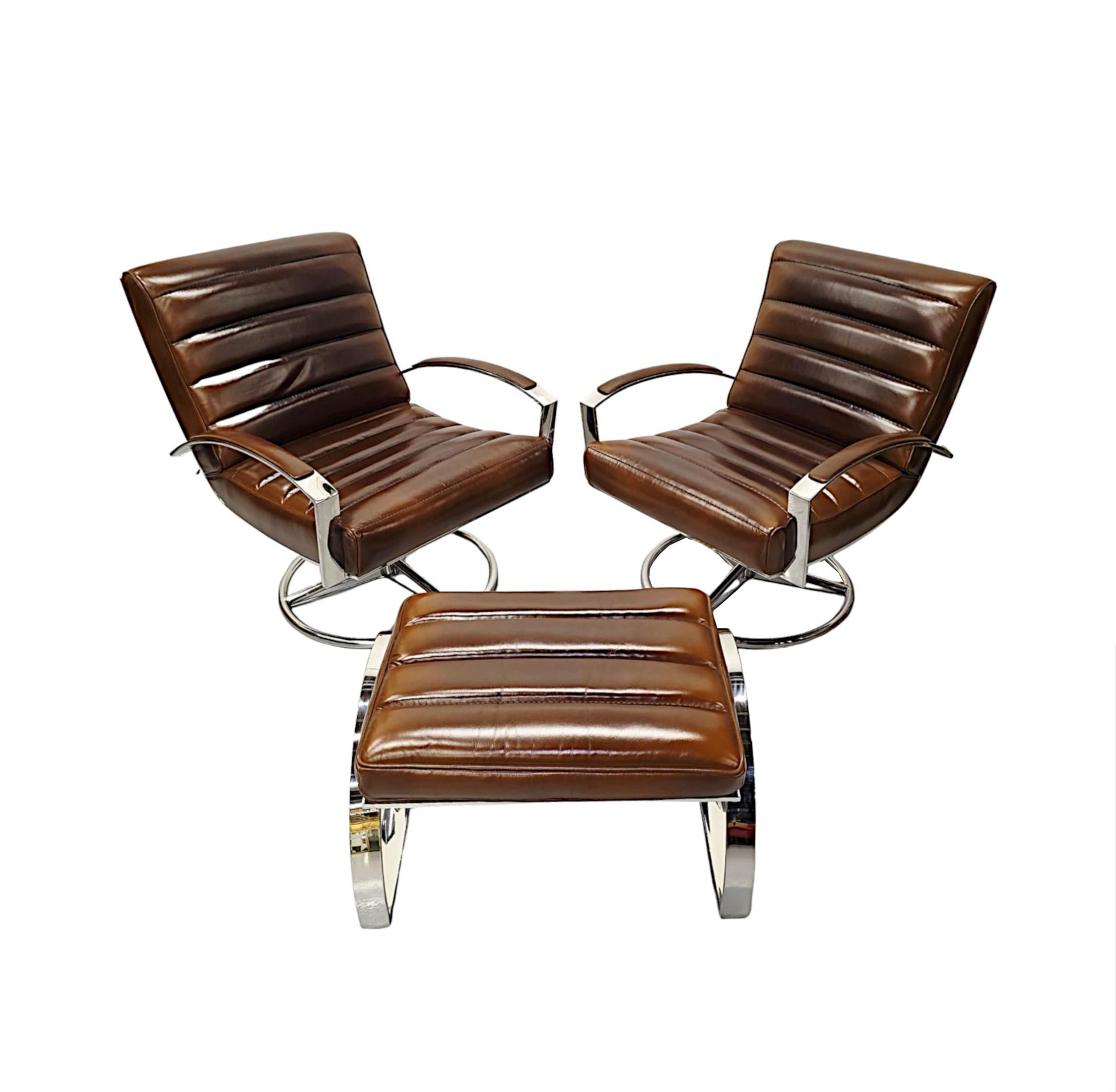 A Fabulous Mid Century Design Chrome and Leather Stool For Sale 1