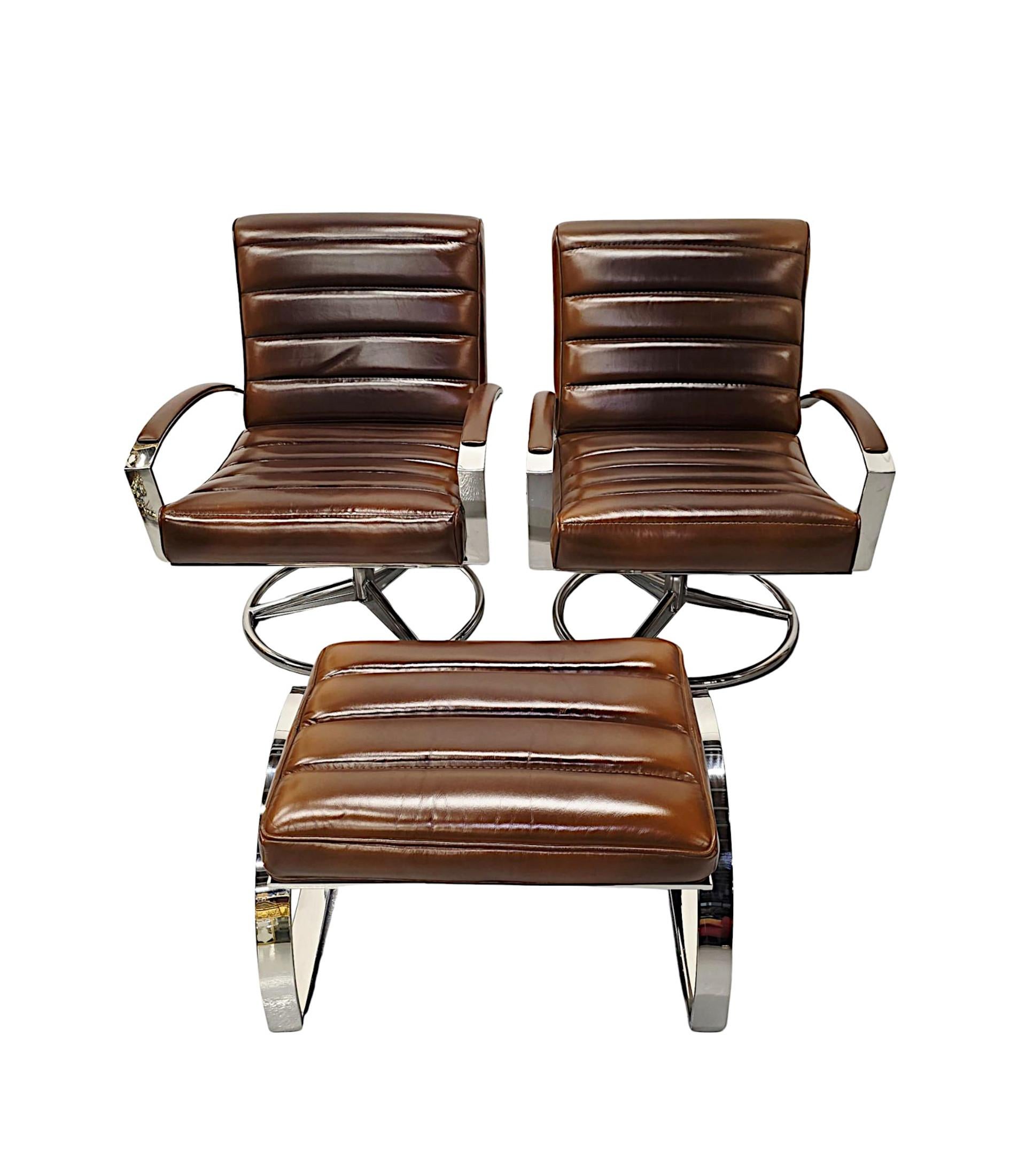 A Fabulous Mid Century Design Chrome and Leather Stool For Sale 2