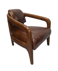 A Fabulous Mid Century Design Walnut and Leather Armchair