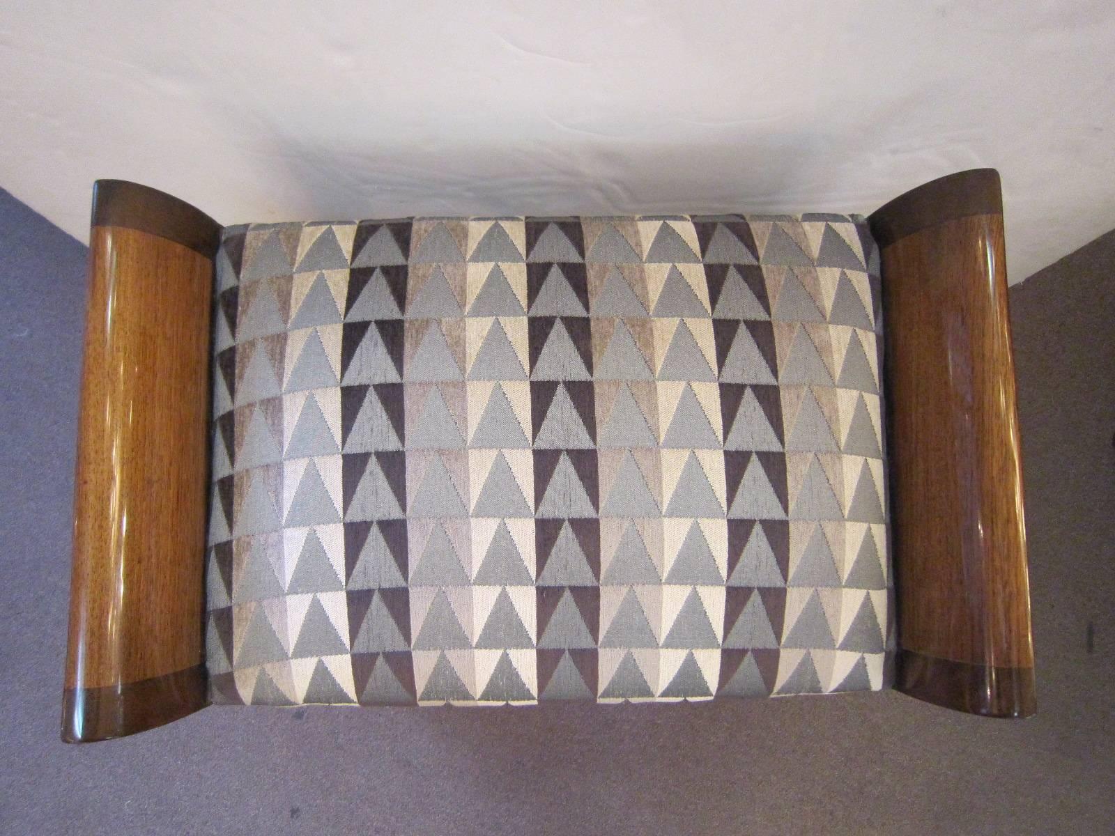 Fabulous Modernist Cubist Design, Macassar Ebony Upholstered Bench 3