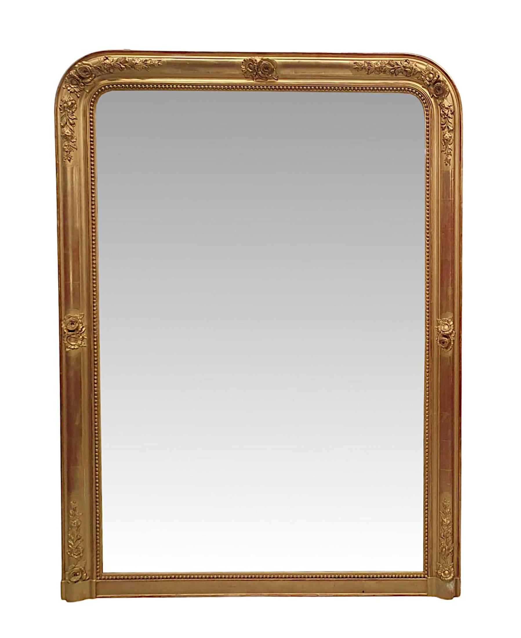 French A Fabulous Near Pair of 19th Century Giltwood Overmantle Mirrors For Sale