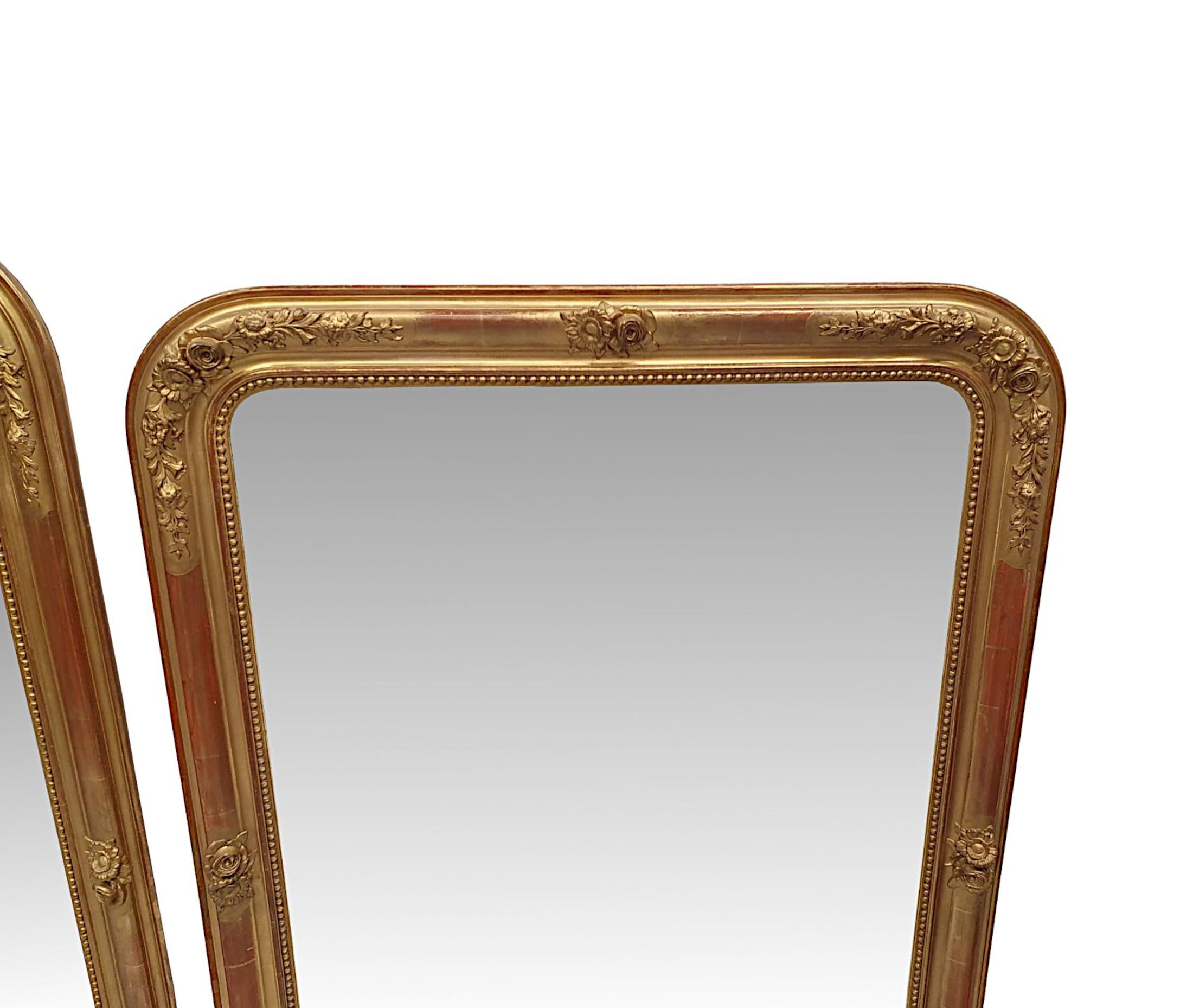 A Fabulous Near Pair of 19th Century Giltwood Overmantle Mirrors For Sale 1