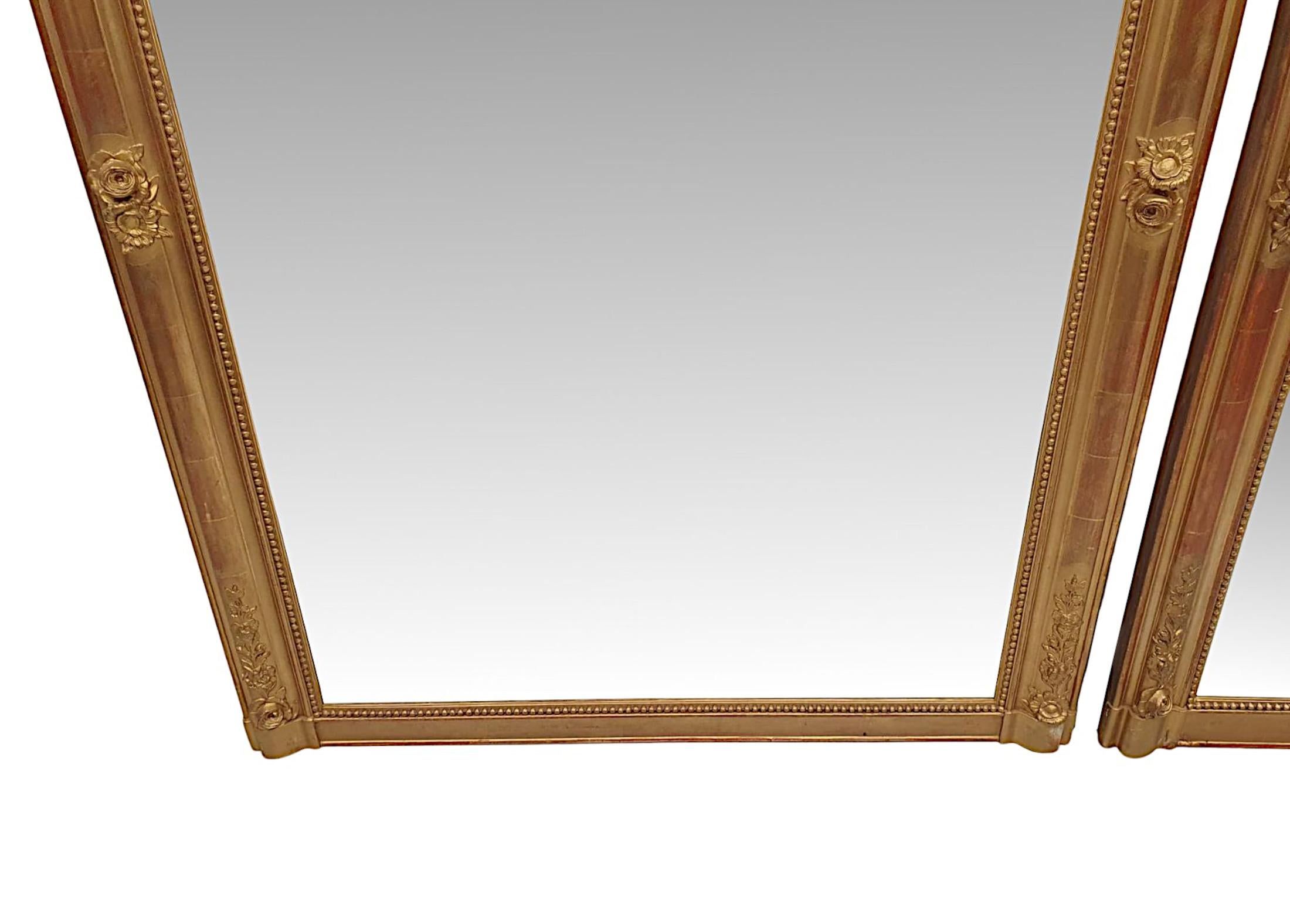 A Fabulous Near Pair of 19th Century Giltwood Overmantle Mirrors For Sale 3