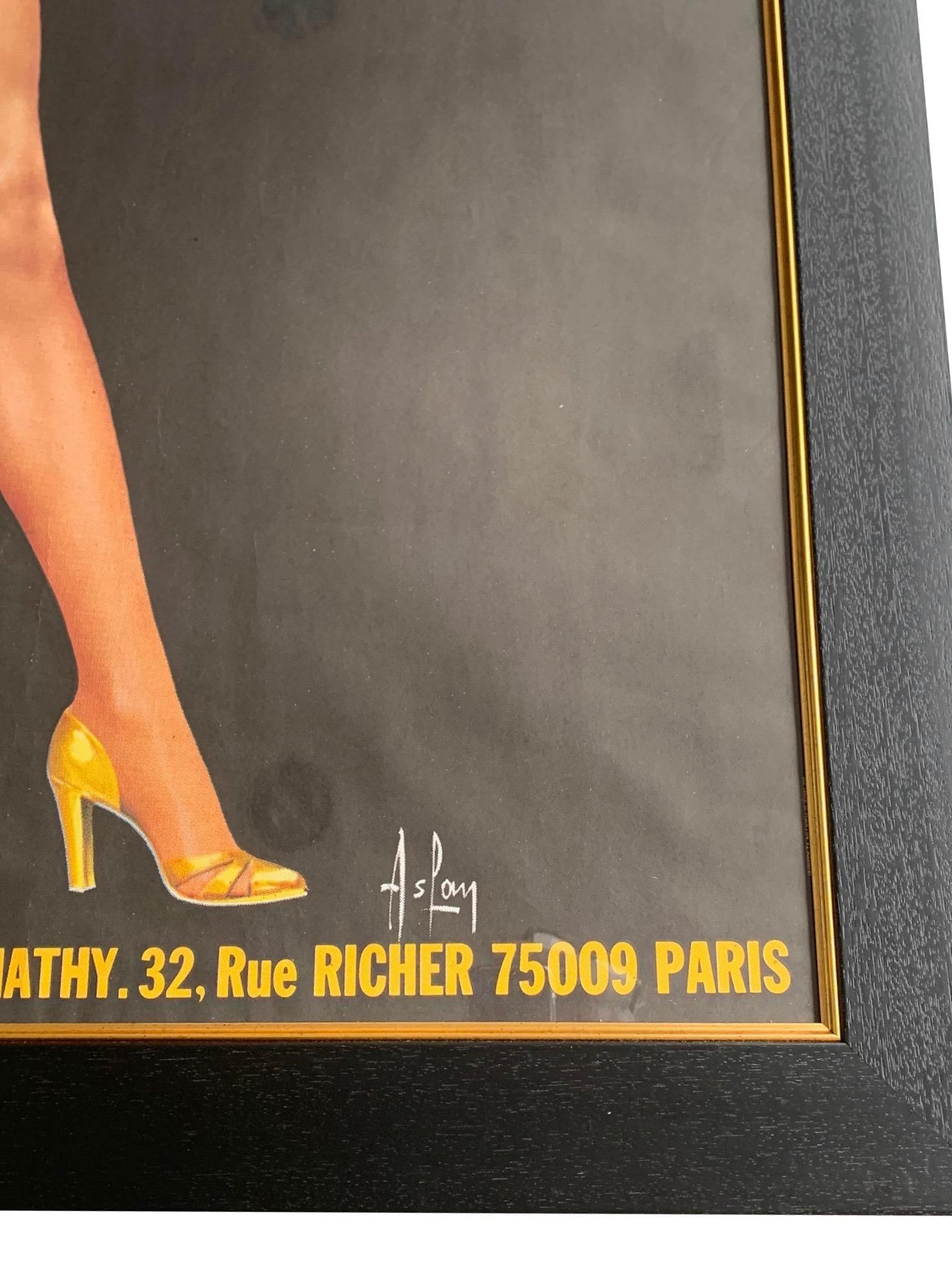 French Fabulous Original 1960s Large Folies Bergere Poster by Artist Alain Gourdon