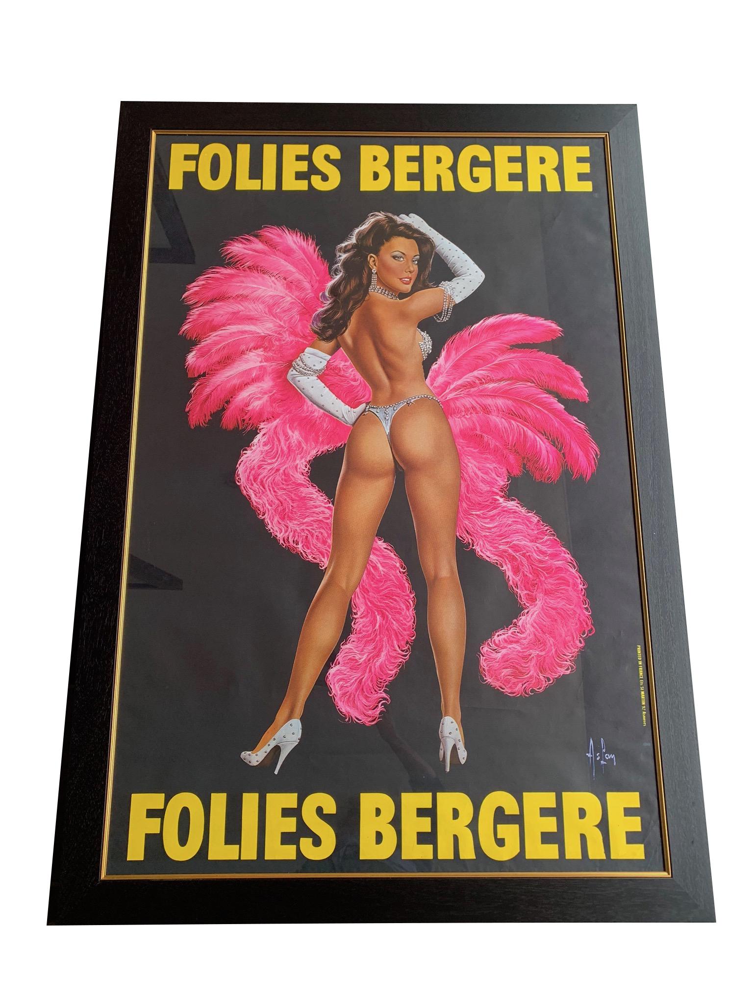 Mid-20th Century Fabulous Original 1960s Large Folies Bergere Poster by Artist Alain Gourdon