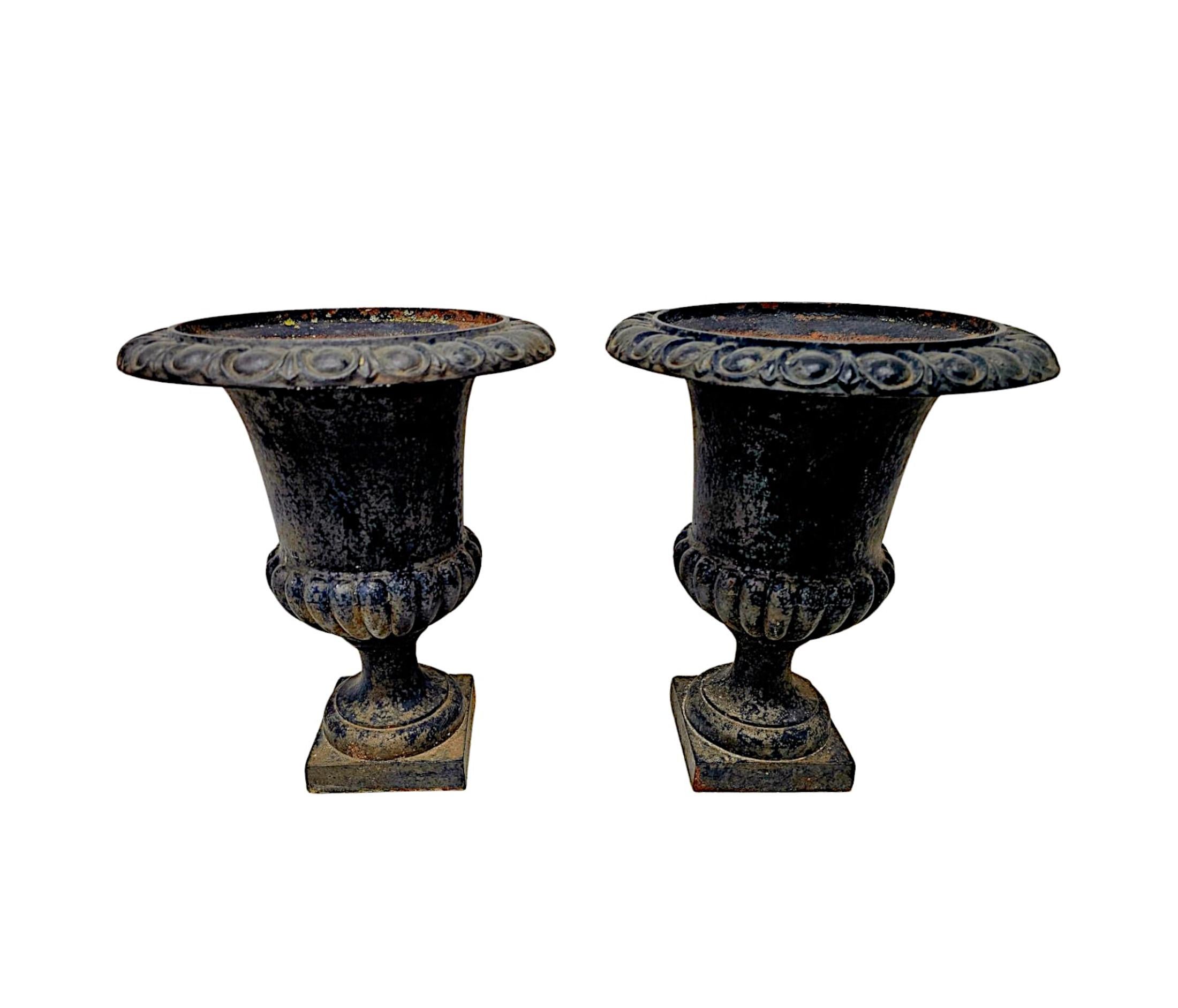 A Fabulous Pair of 19th Century Large Heavy Cast Iron Garden Urns In Good Condition For Sale In Dublin, IE