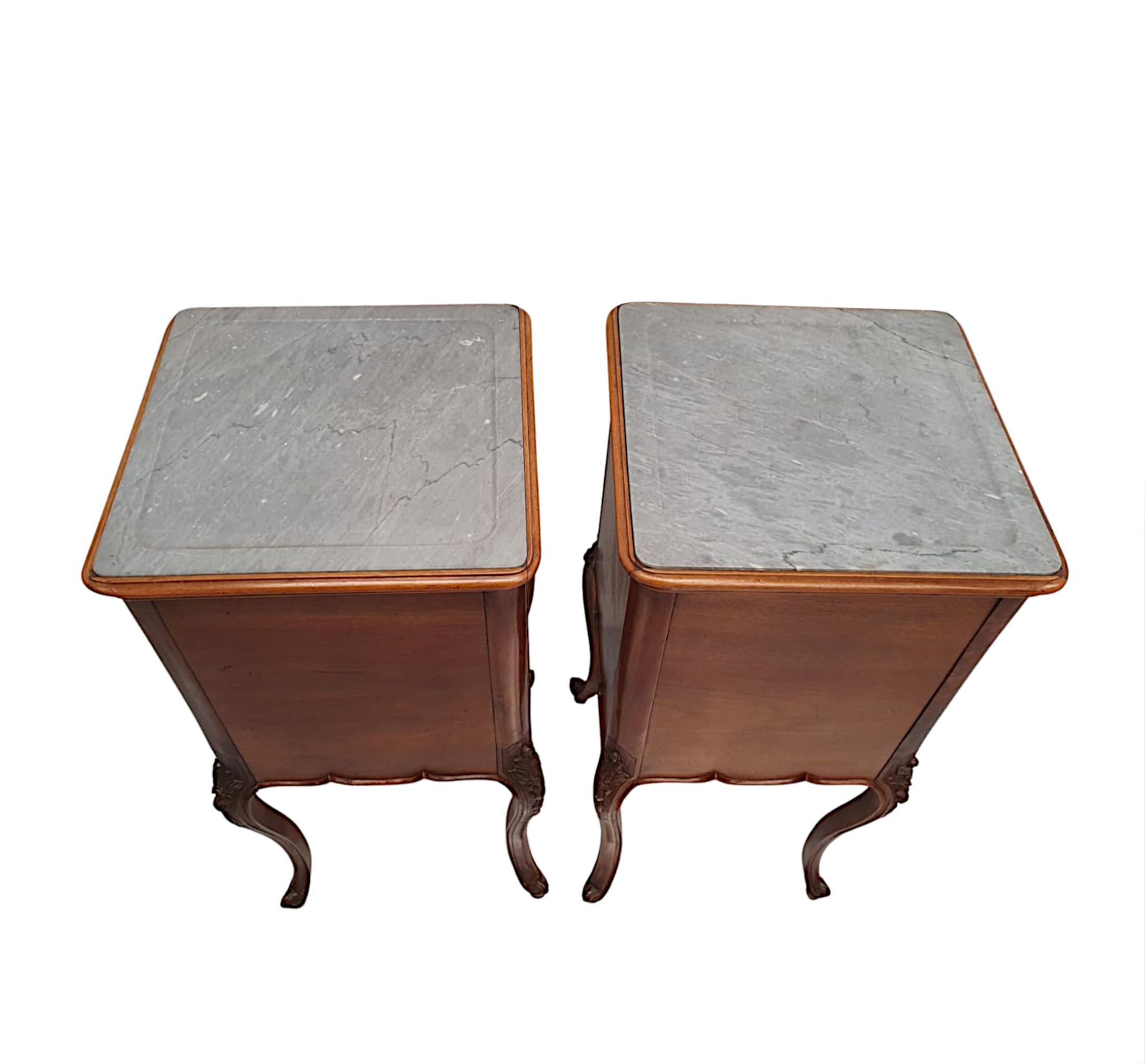 Brass A Fabulous Pair of 19th Century Marble Top Bedside Tables  For Sale