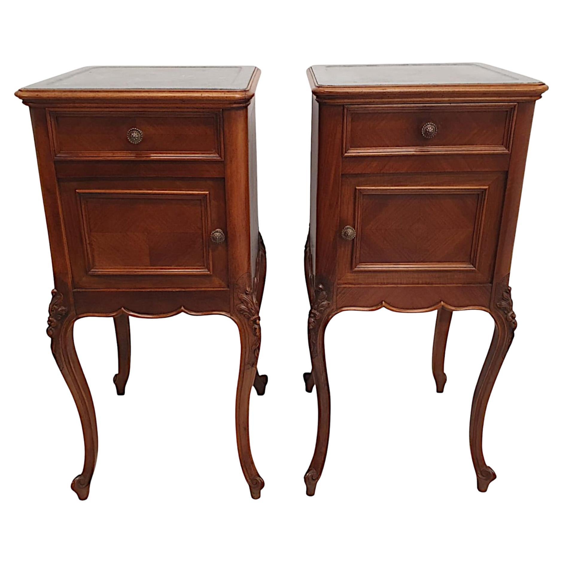 A Fabulous Pair of 19th Century Marble Top Bedside Tables  For Sale