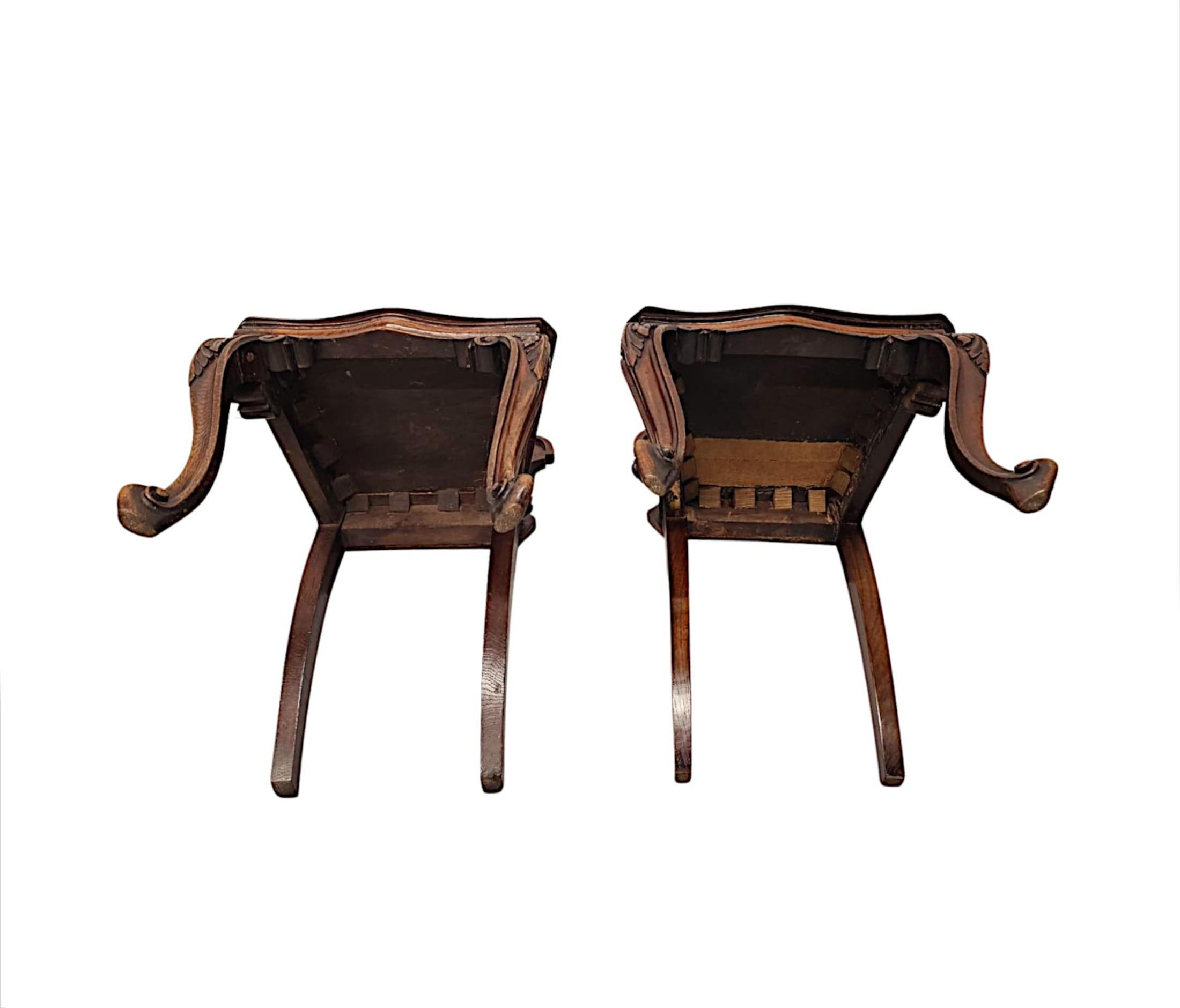  A Fabulous Pair of 19th Century Oak Hall Chairs For Sale 3