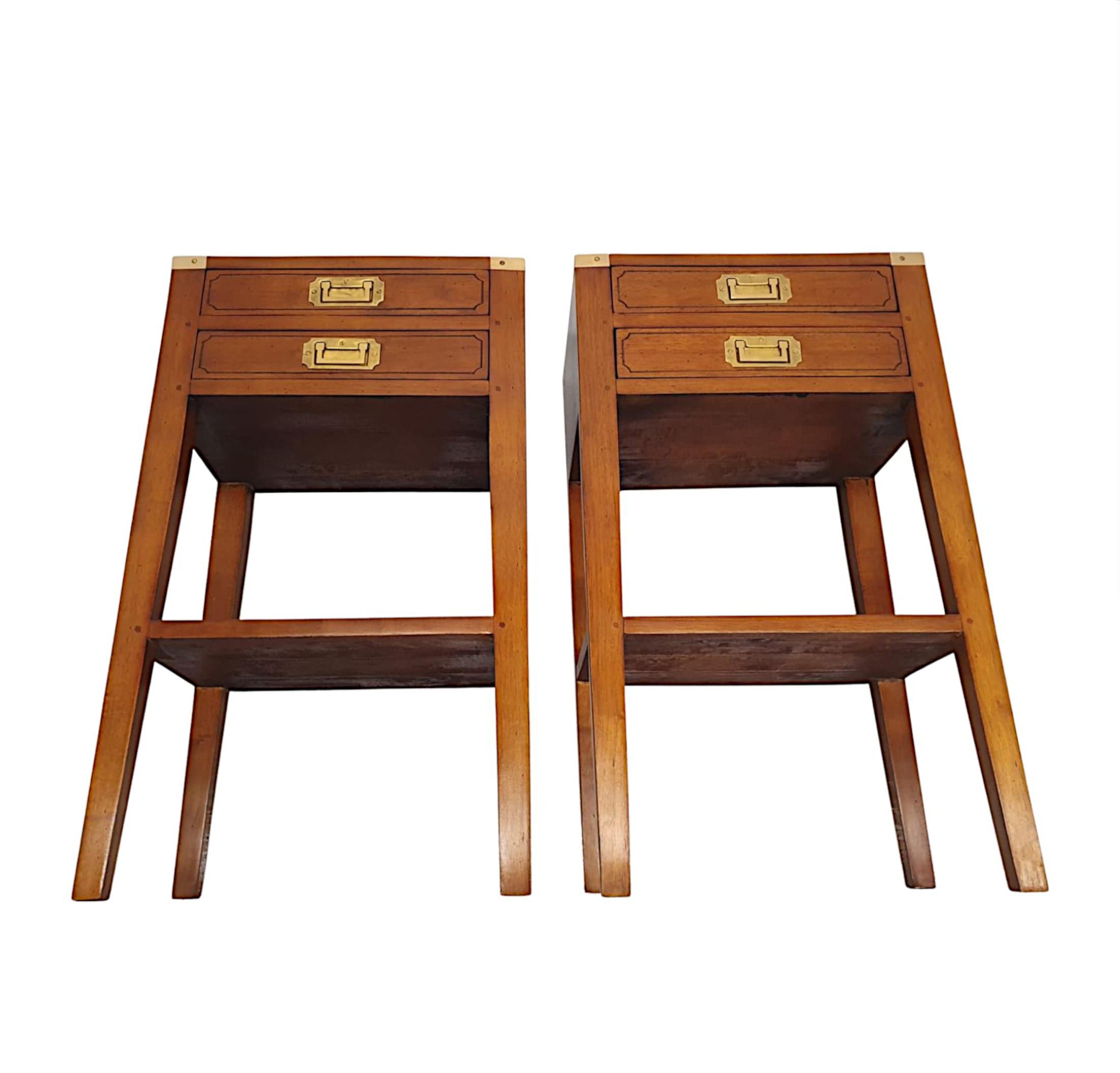 Contemporary  A Fabulous Pair of Campaign Style Side Tables