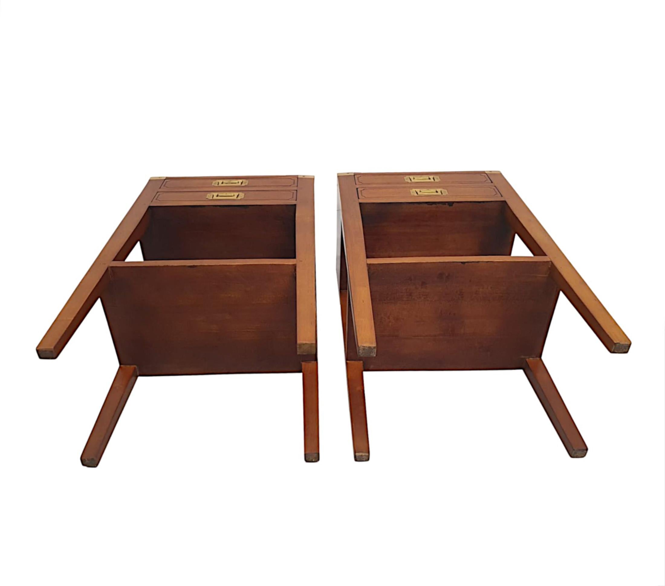 Brass  A Fabulous Pair of Campaign Style Side Tables