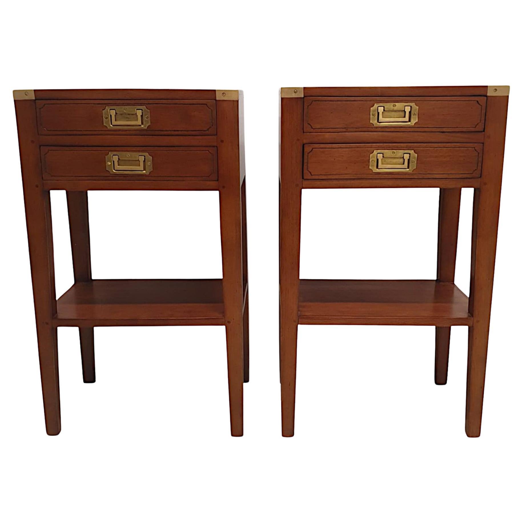  A Fabulous Pair of Campaign Style Side Tables