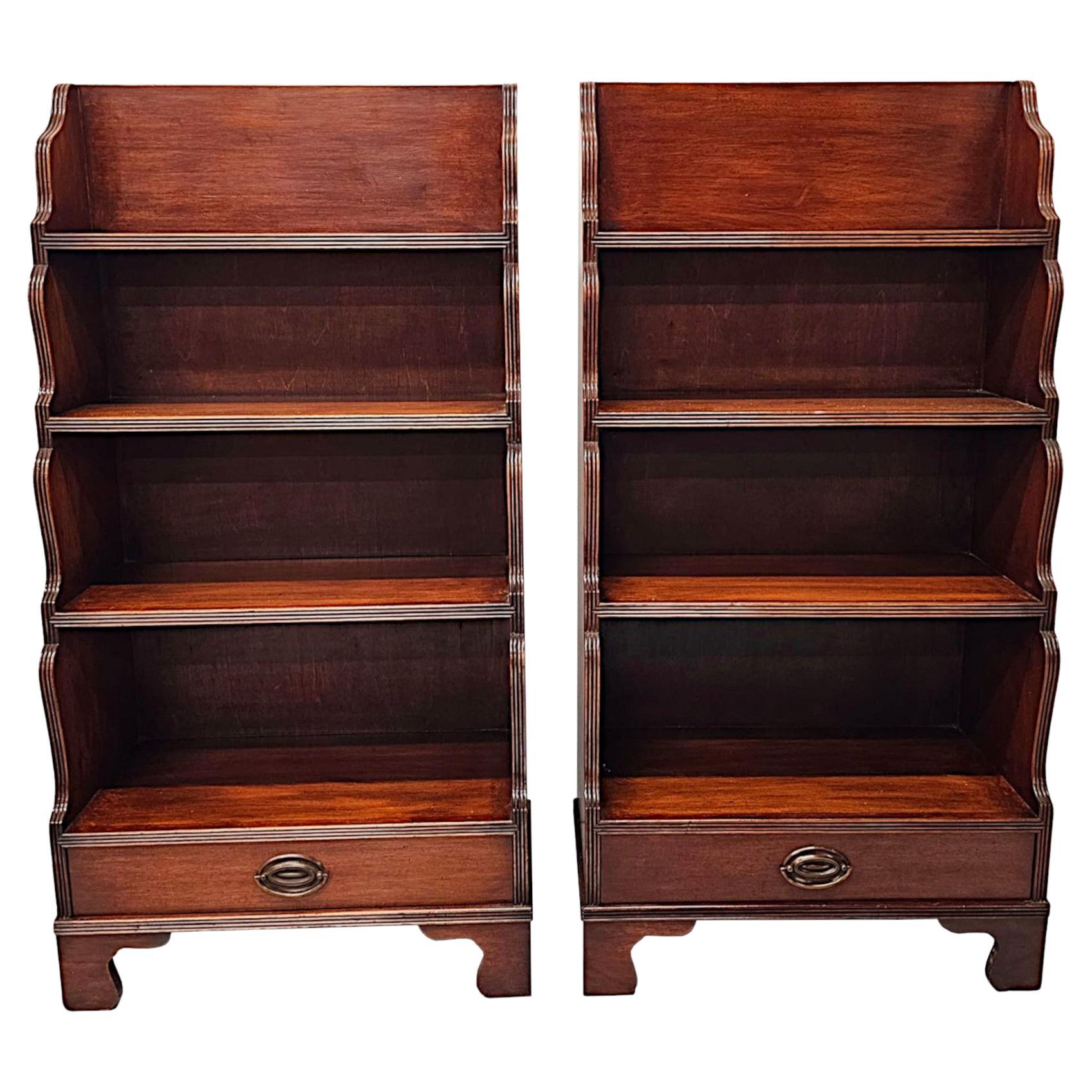 A Fabulous Pair of Edwardian Waterfall Bookcases For Sale