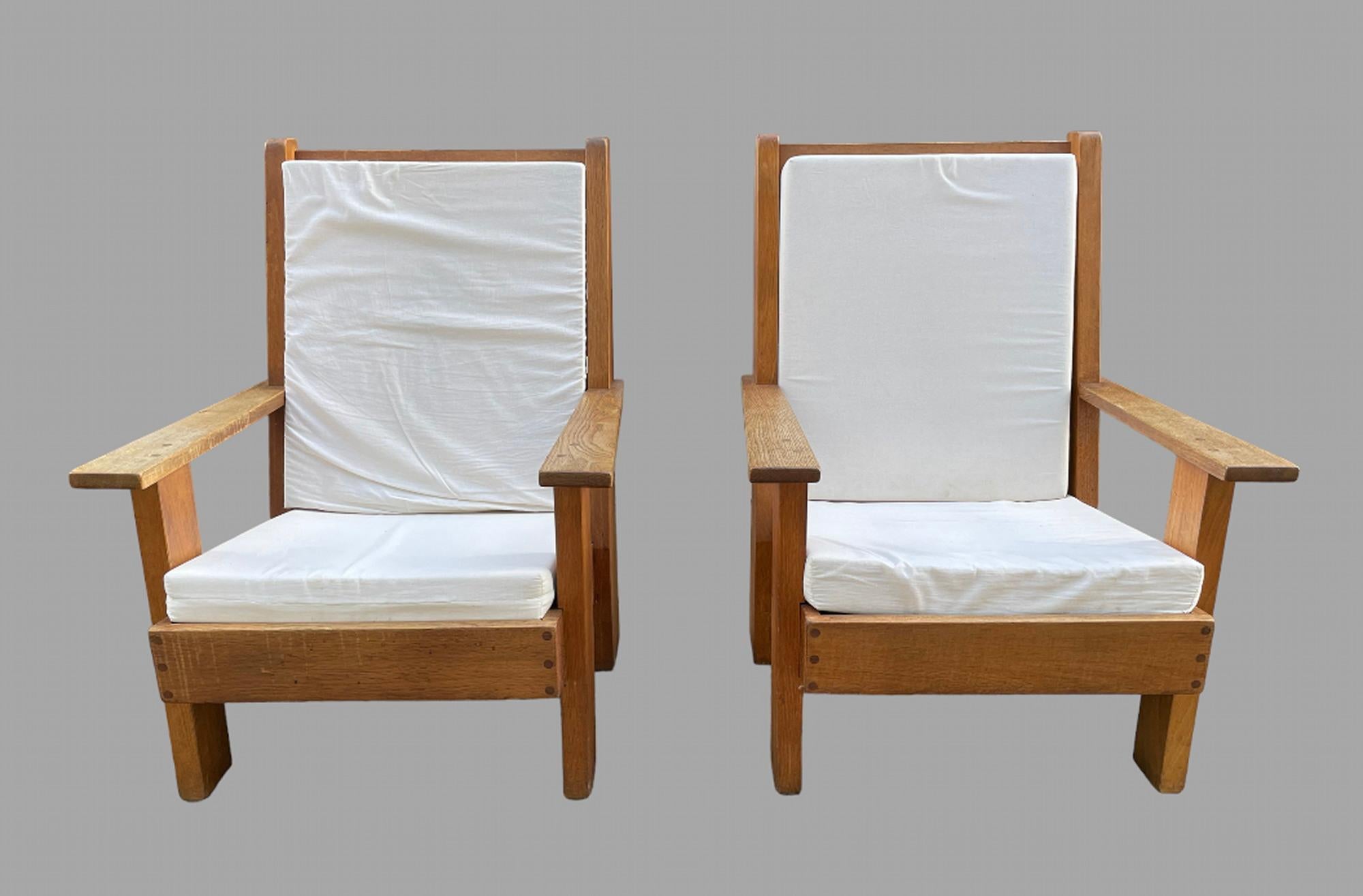 Fabulous Pair of French Oak Chairs, circa 1950 For Sale 1