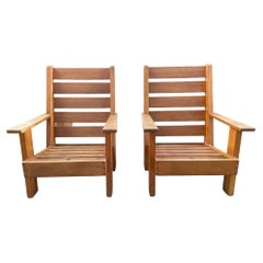 Fabulous Pair of French Oak Chairs, circa 1950