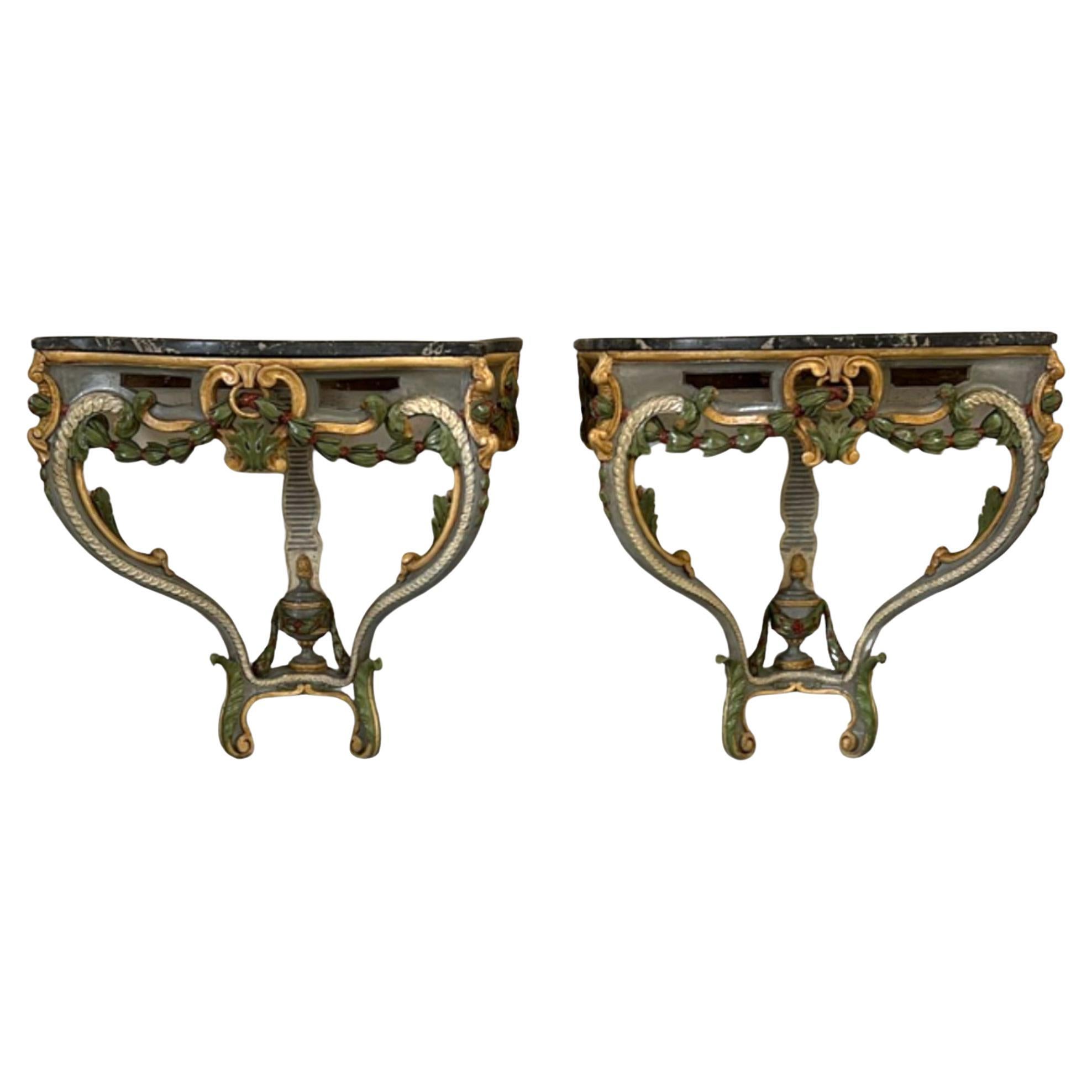 A Fabulous Pair of Hand Carved Italian Console Tables