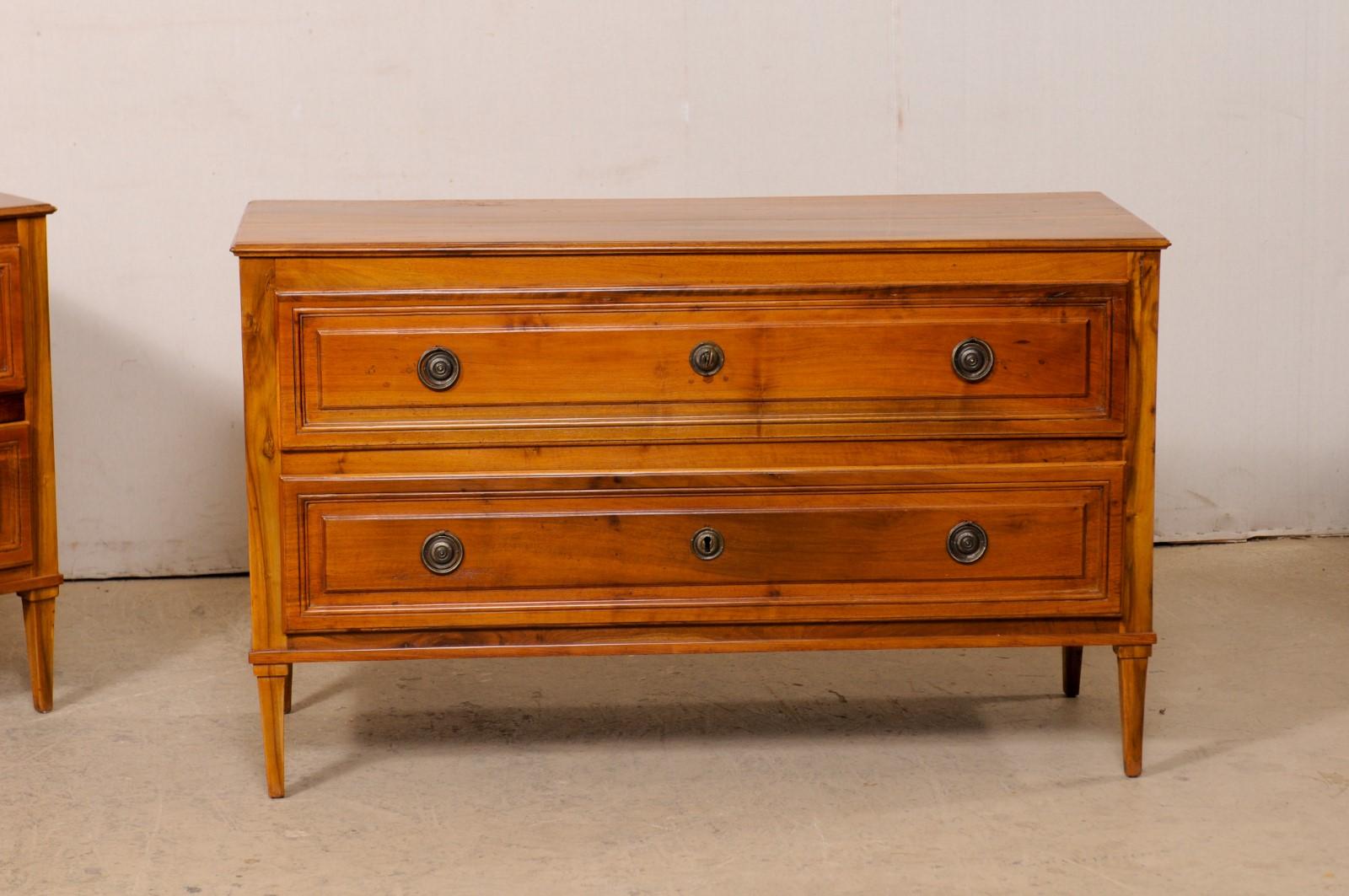 19th Century A Fabulous Pair of Italian Late 18th C. Two-Drawer Cassetteire, Over 4 Ft. Long For Sale