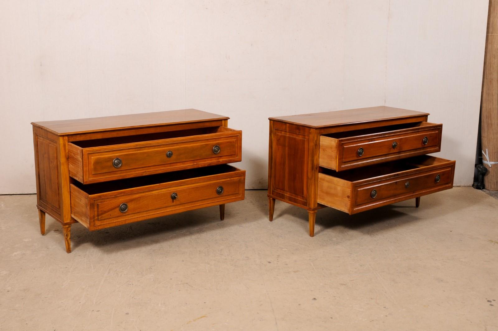 A Fabulous Pair of Italian Late 18th C. Two-Drawer Cassetteire, Over 4 Ft. Long For Sale 1