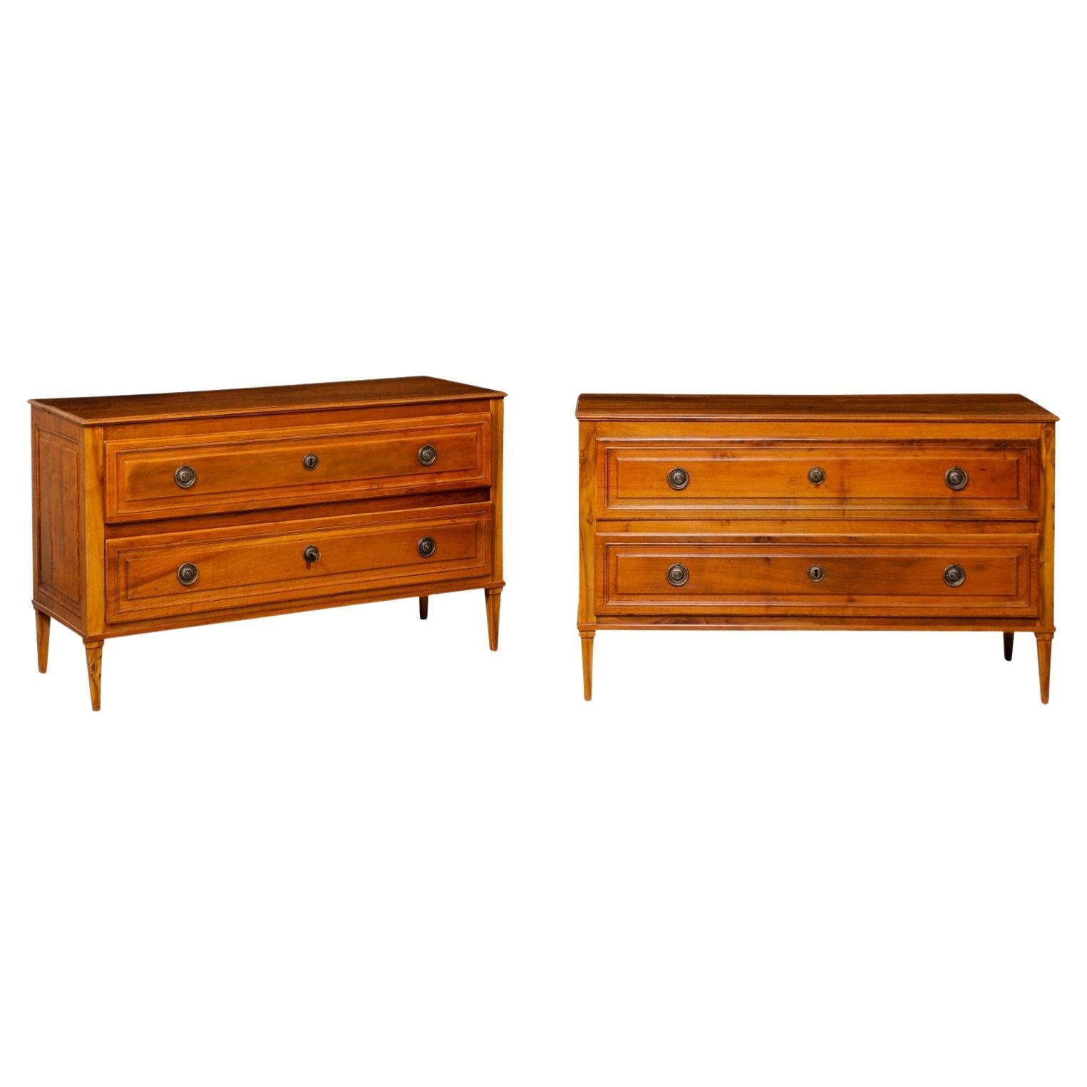 A Fabulous Pair of Italian Late 18th C. Two-Drawer Cassetteire, Over 4 Ft. Long For Sale