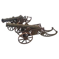 A Fabulous Pair of Large Mid 20th Century Cast Iron Garden Cannons