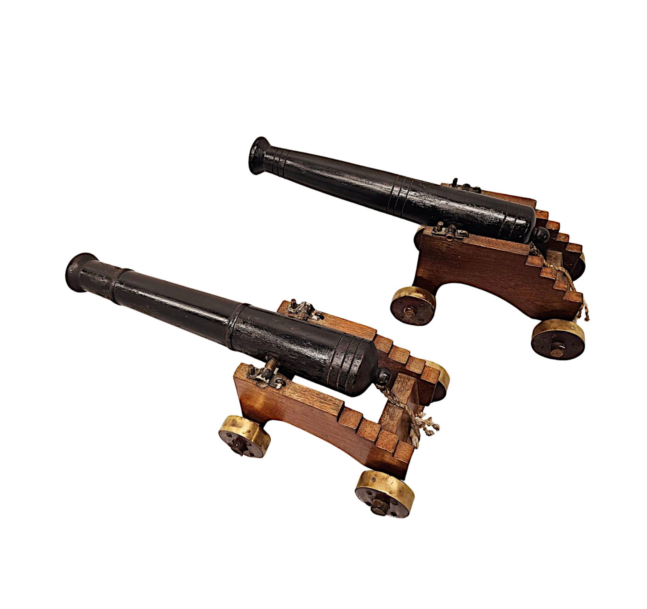 English A Fabulous Pair of Late 19th Century Hand Made Miniature Wooden Cannons For Sale