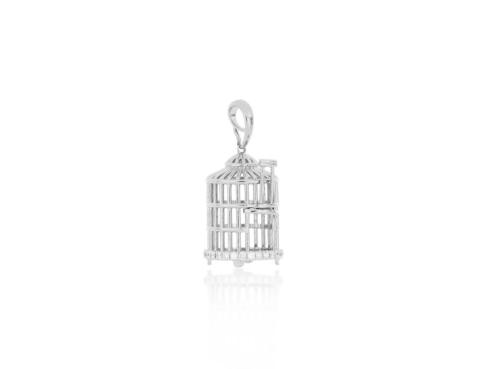 Contemporary A Fabulous Platinum (PT950) Bird Cage Diamond Pendant with Necklace For Sale