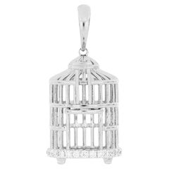 A Fabulous Platin (PT950) Vogelkäfig-Diamant-Anhänger mit Halskette