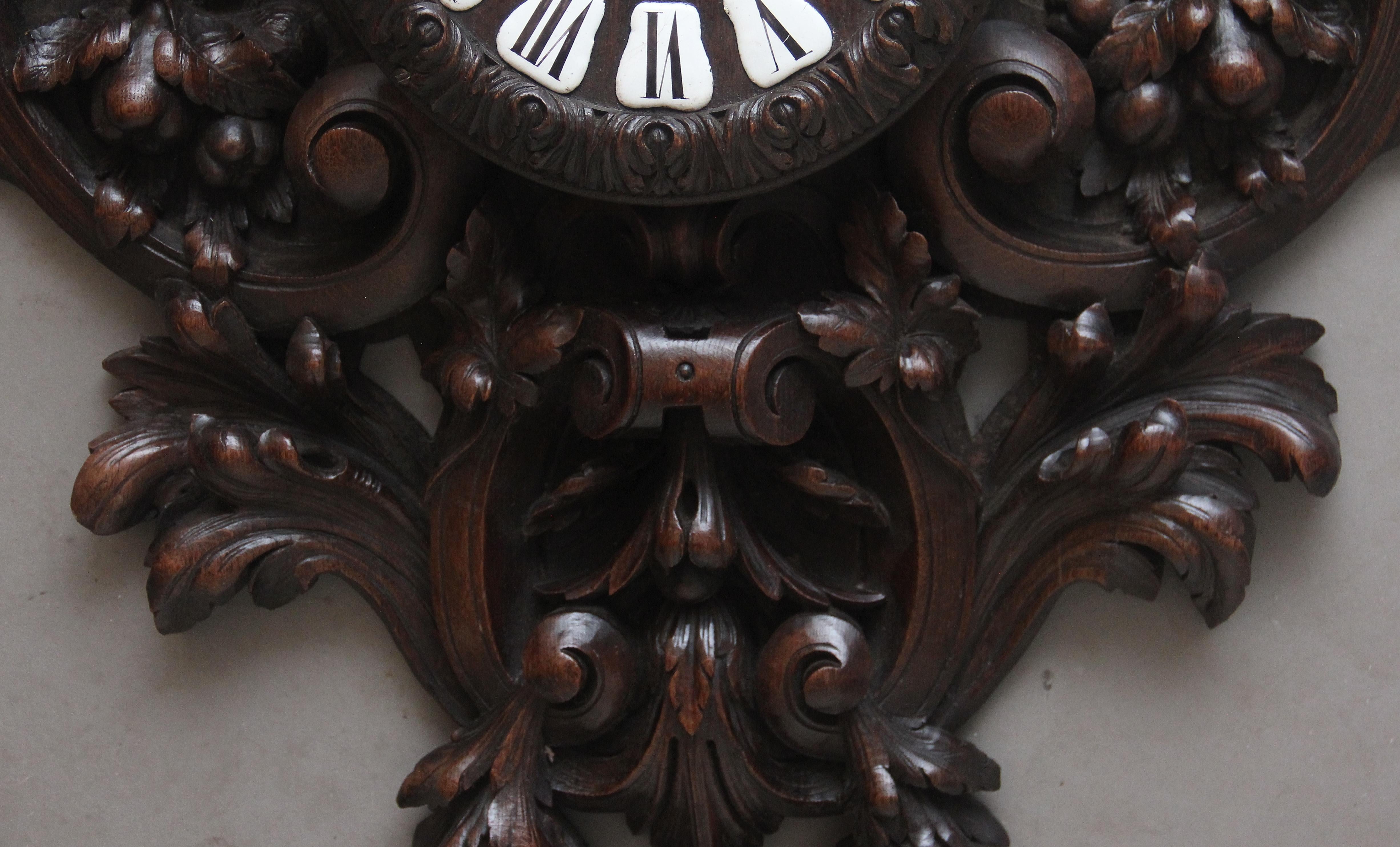A fabulous quality 19th Century French carved oak wall clock For Sale 8