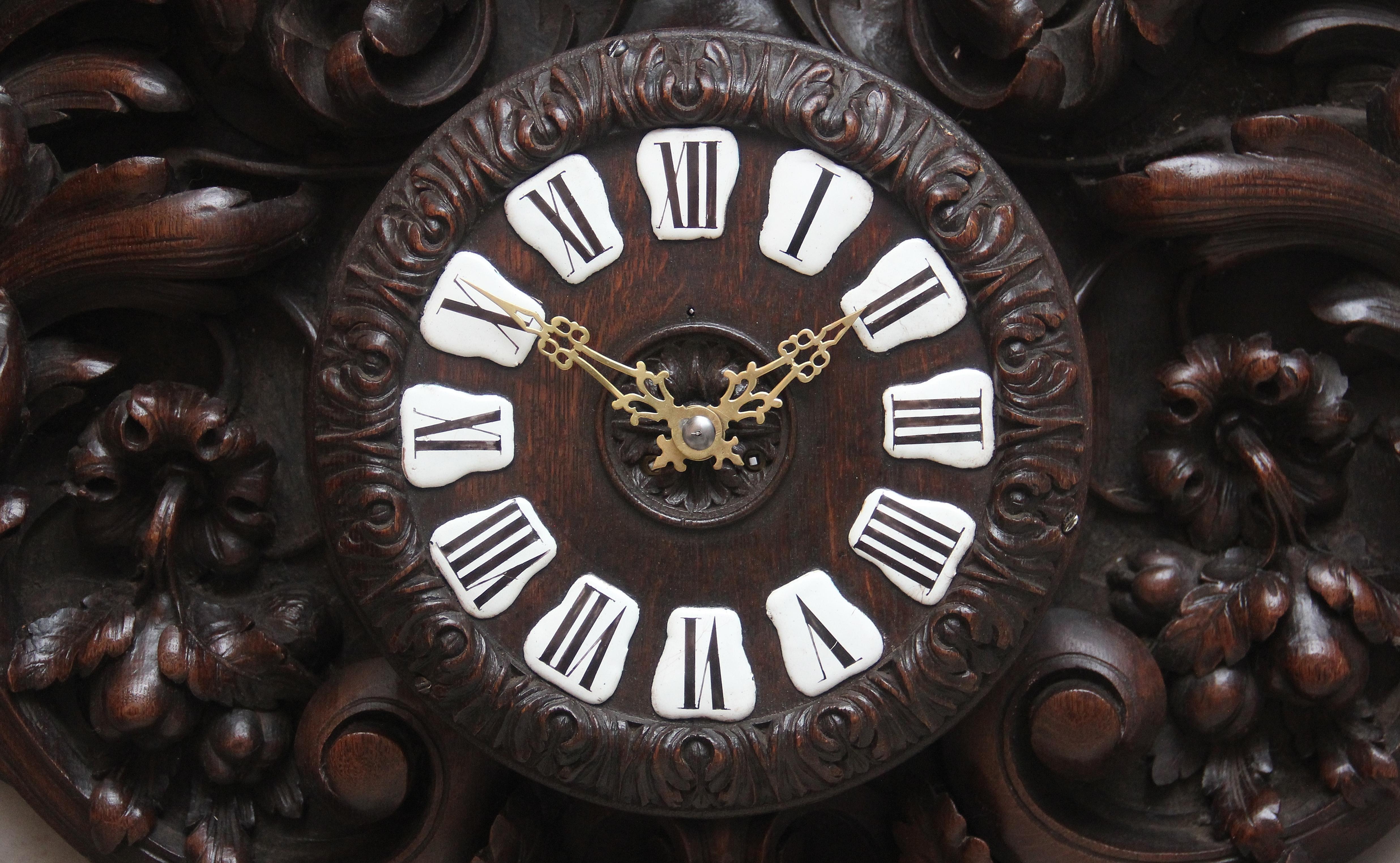 A fabulous quality 19th Century French carved oak wall clock For Sale 9