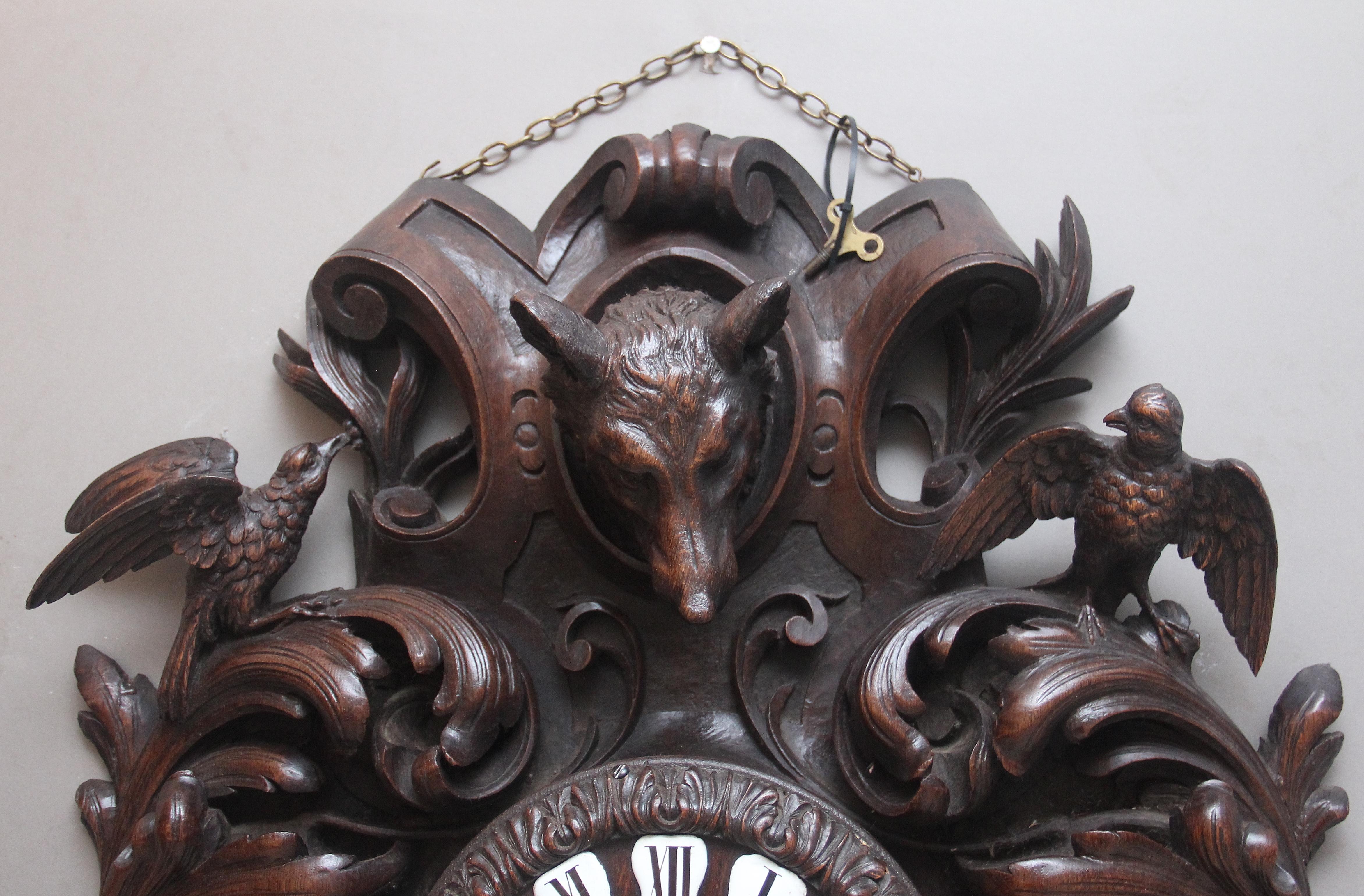A fabulous quality 19th Century French carved oak wall clock For Sale 1