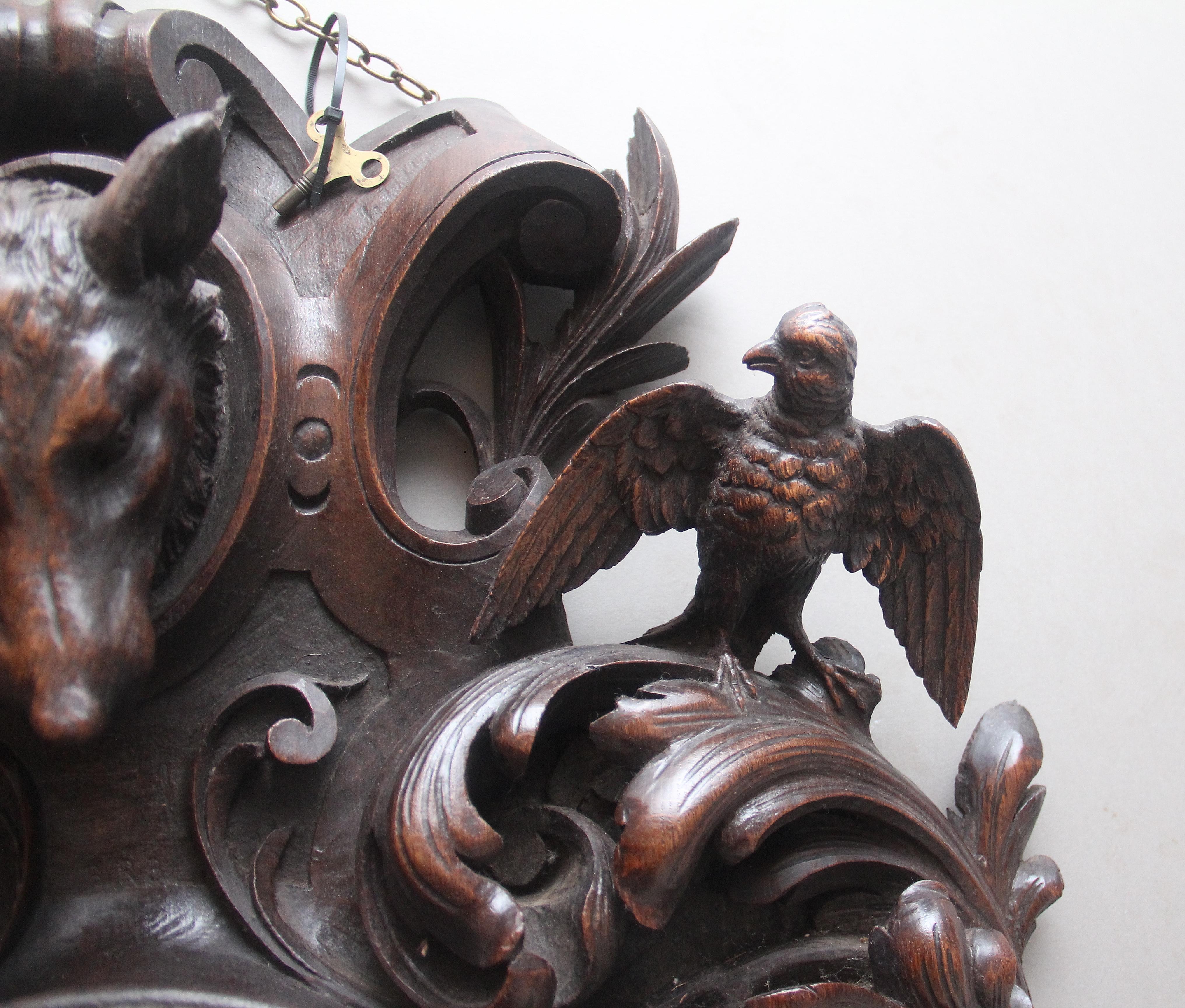 A fabulous quality 19th Century French carved oak wall clock For Sale 4