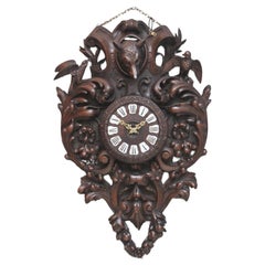 A fabulous quality 19th Century French carved oak wall clock