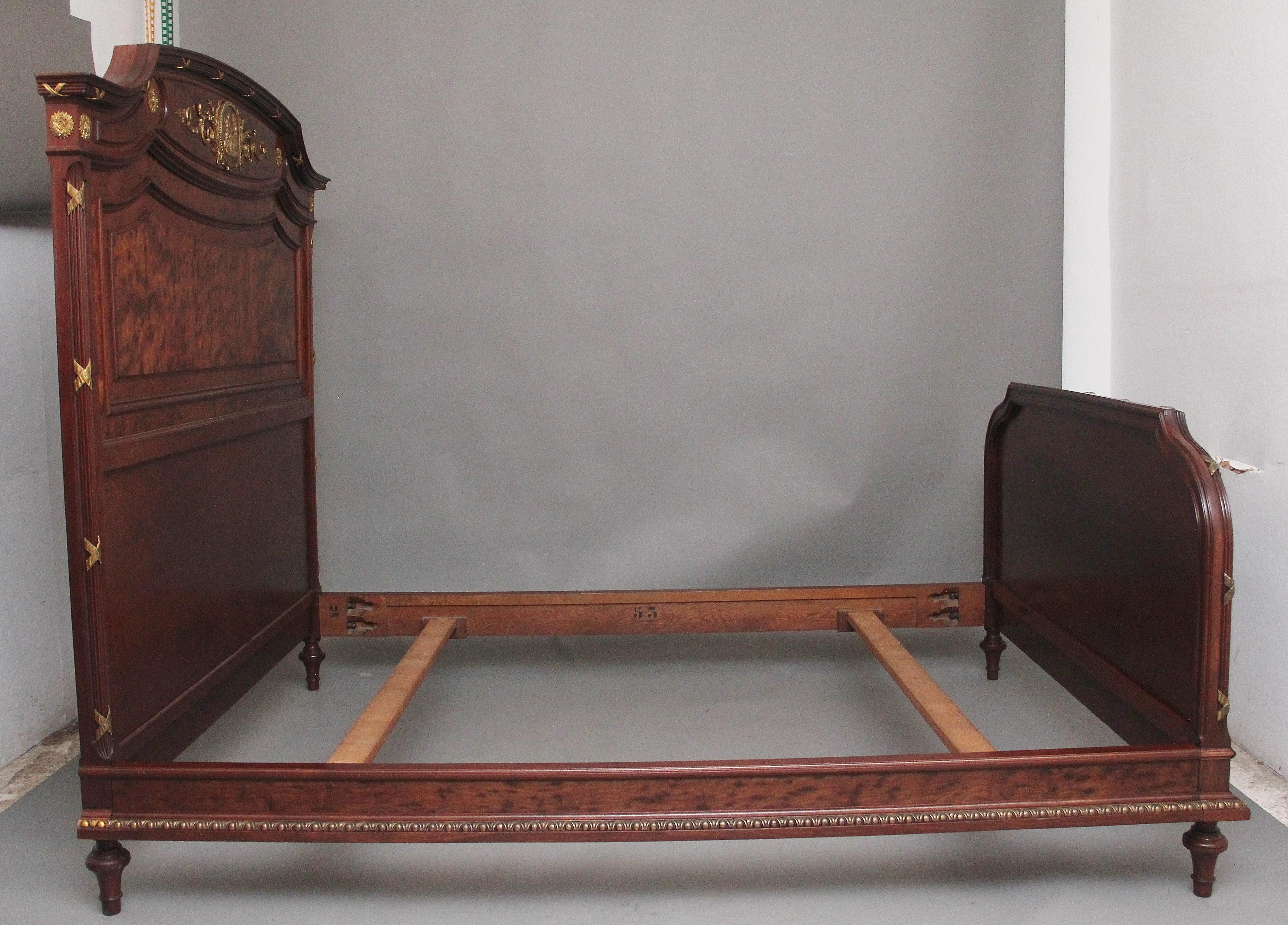 A fabulous quality 19th Century French plum pudding mahogany and brass bed in th For Sale 7