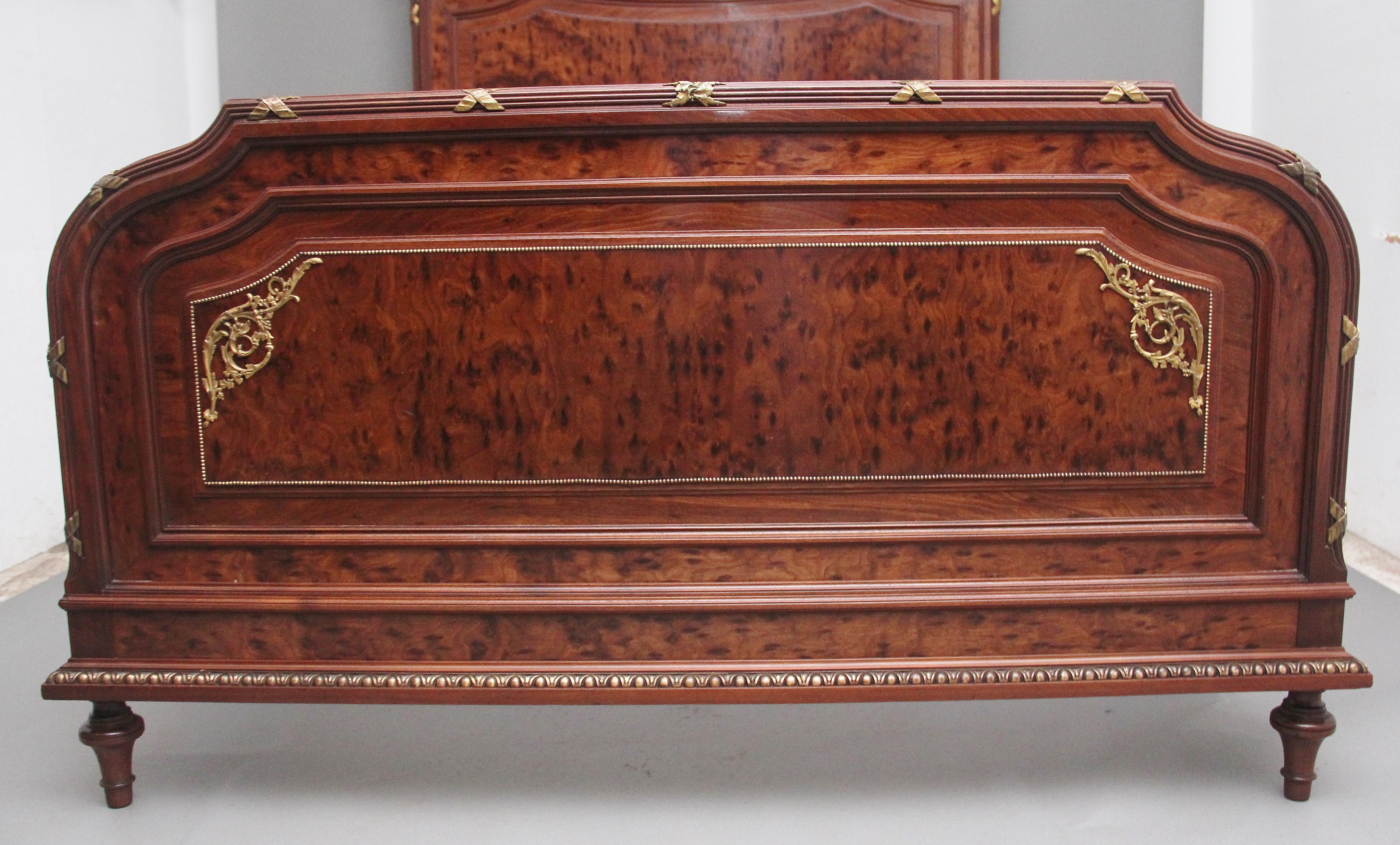 A fabulous quality 19th Century French plum pudding mahogany and brass bed in th For Sale 3