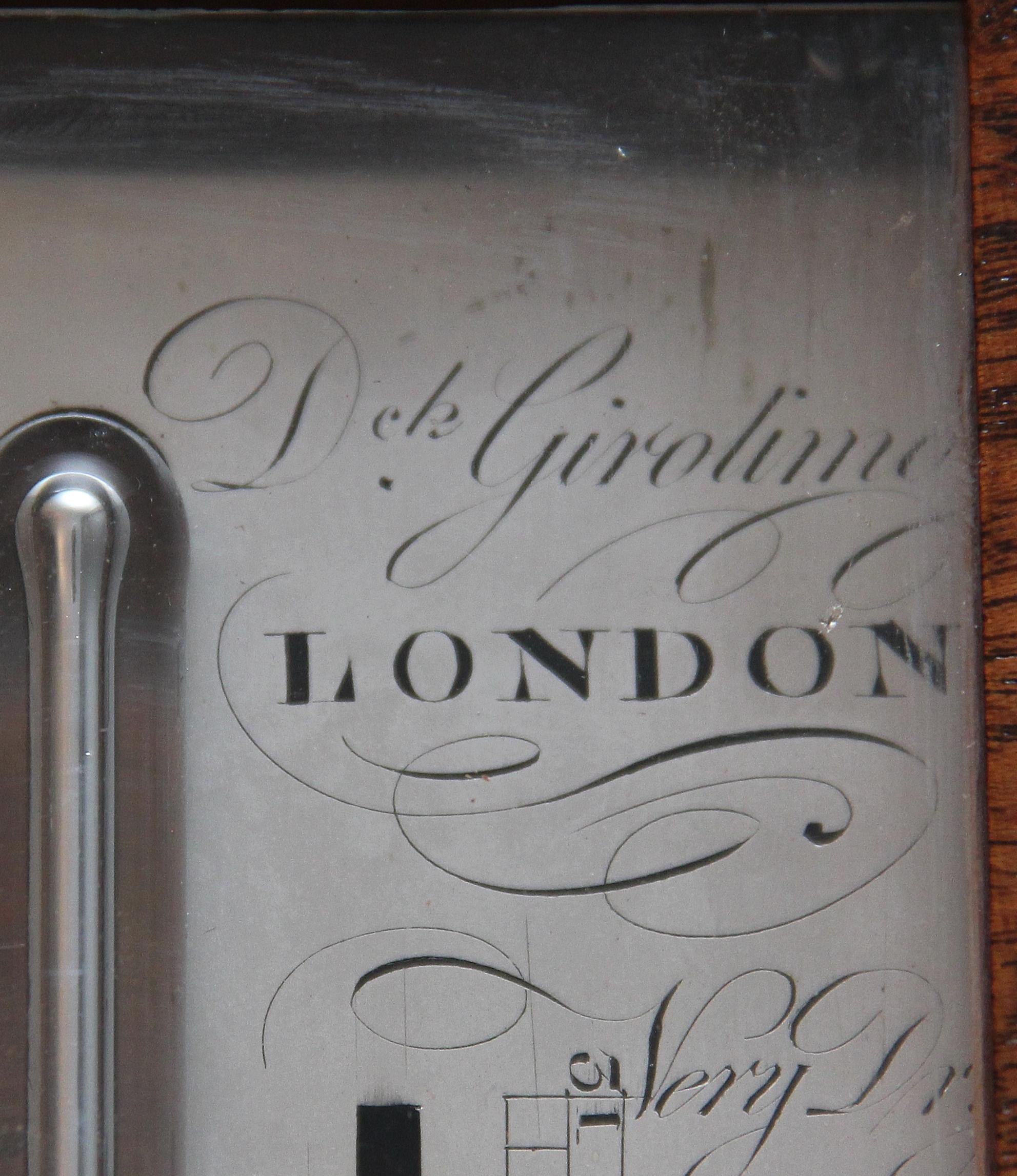 British Fabulous Quality Early 19th Century Mahogany Stick Barometer by Girolimo of Lo For Sale