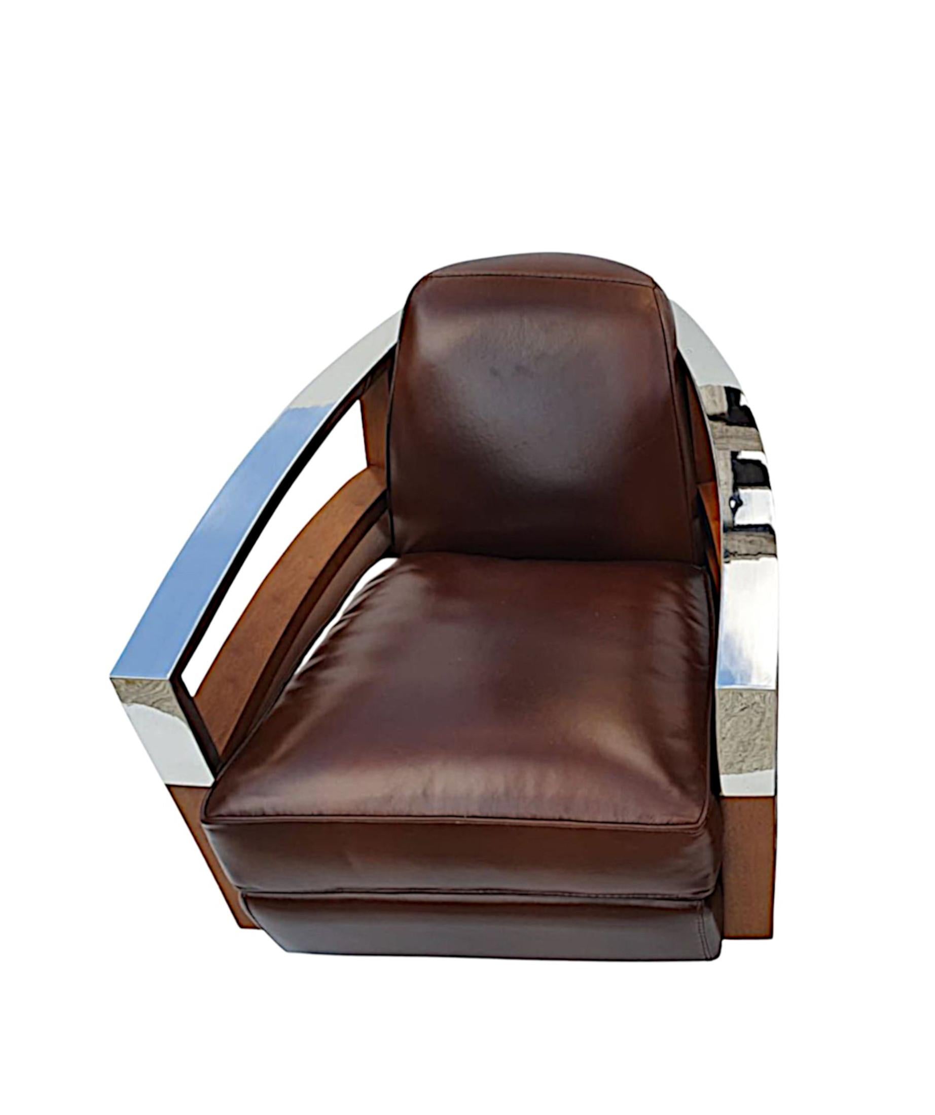 Fabuloso Sillón Giratorio de Calidad en Estilo Art Decó Francés en venta