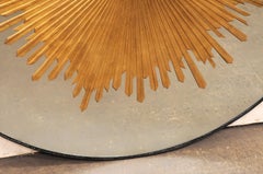 A Fabulous Round-Shaped Verre Églomisé Gold Sunburst Mirror, 4 Ft Diameter