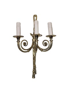 A Fabulous Set of Four Early 20th Century Three Branch Brass Wall Lights