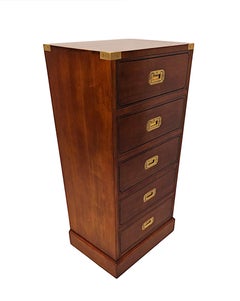 A Fabulous Tall and Narrow Chest of Drawers in the Campaign Style