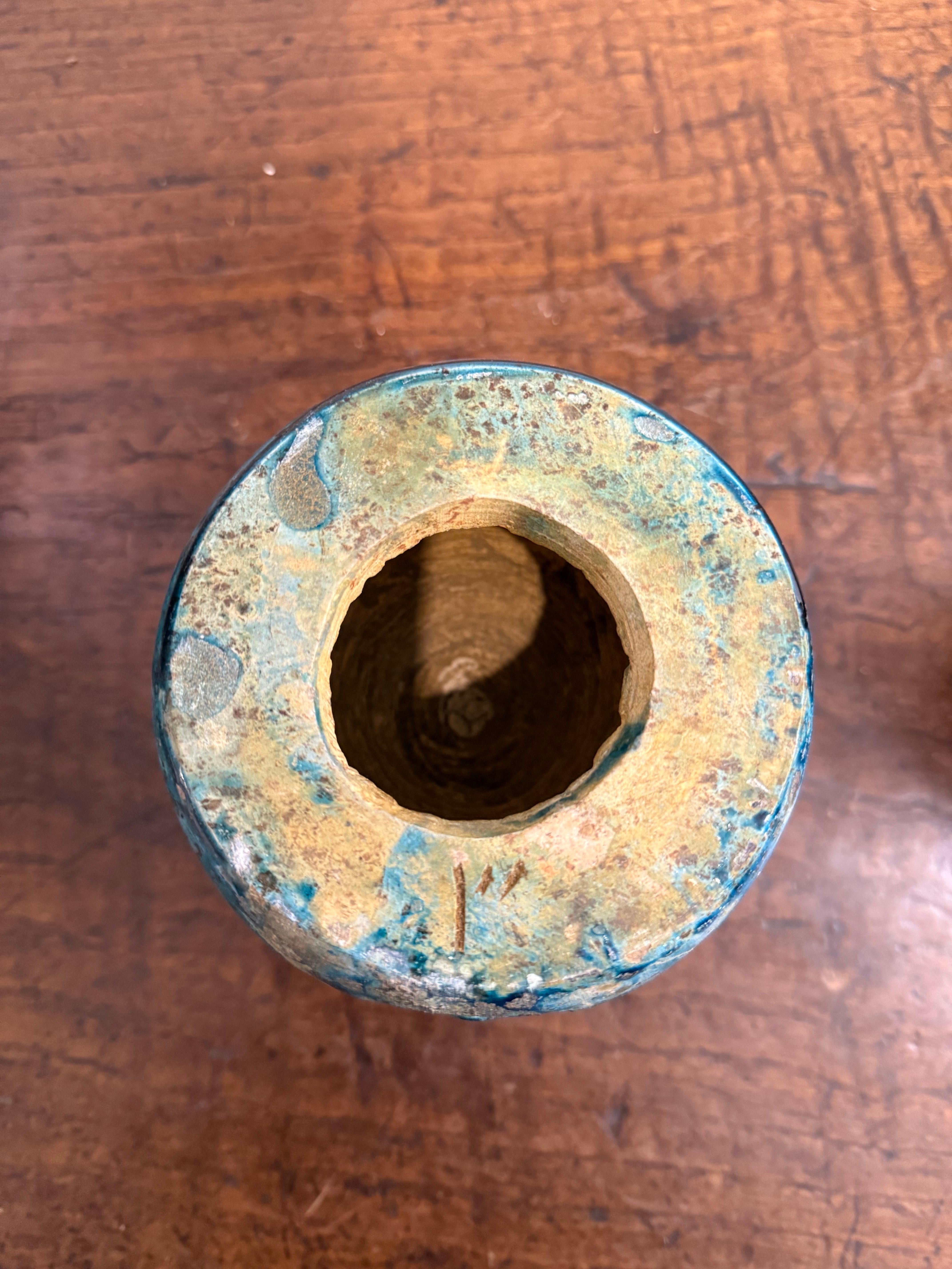A Faience Glazed Ceramic Canopic Jar of Imsety, Early 20th Century For Sale 7