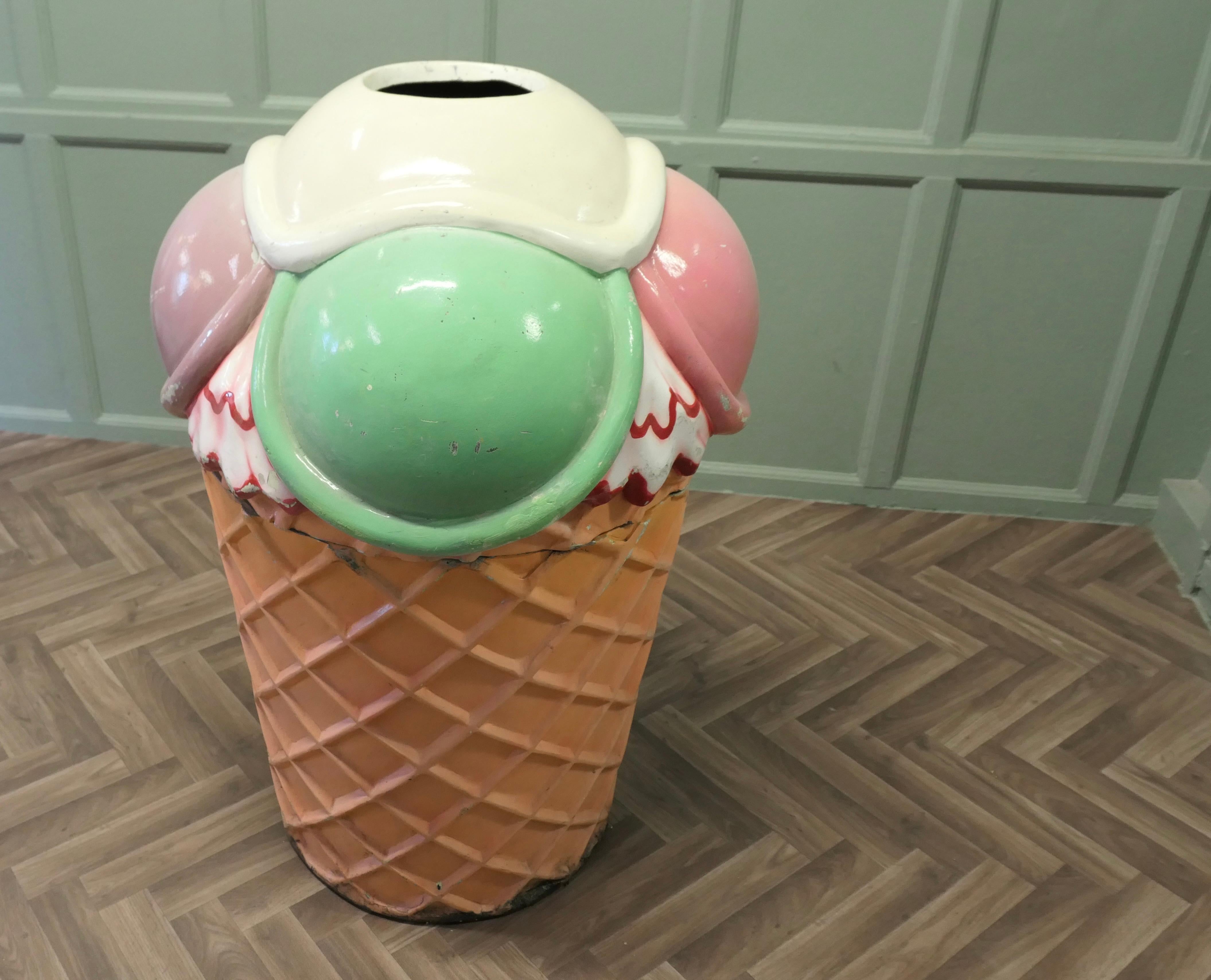 Mid-Century Modern A Fair Ground Ice Cream Waste Bin  This is a fun piece from the 1960s For Sale