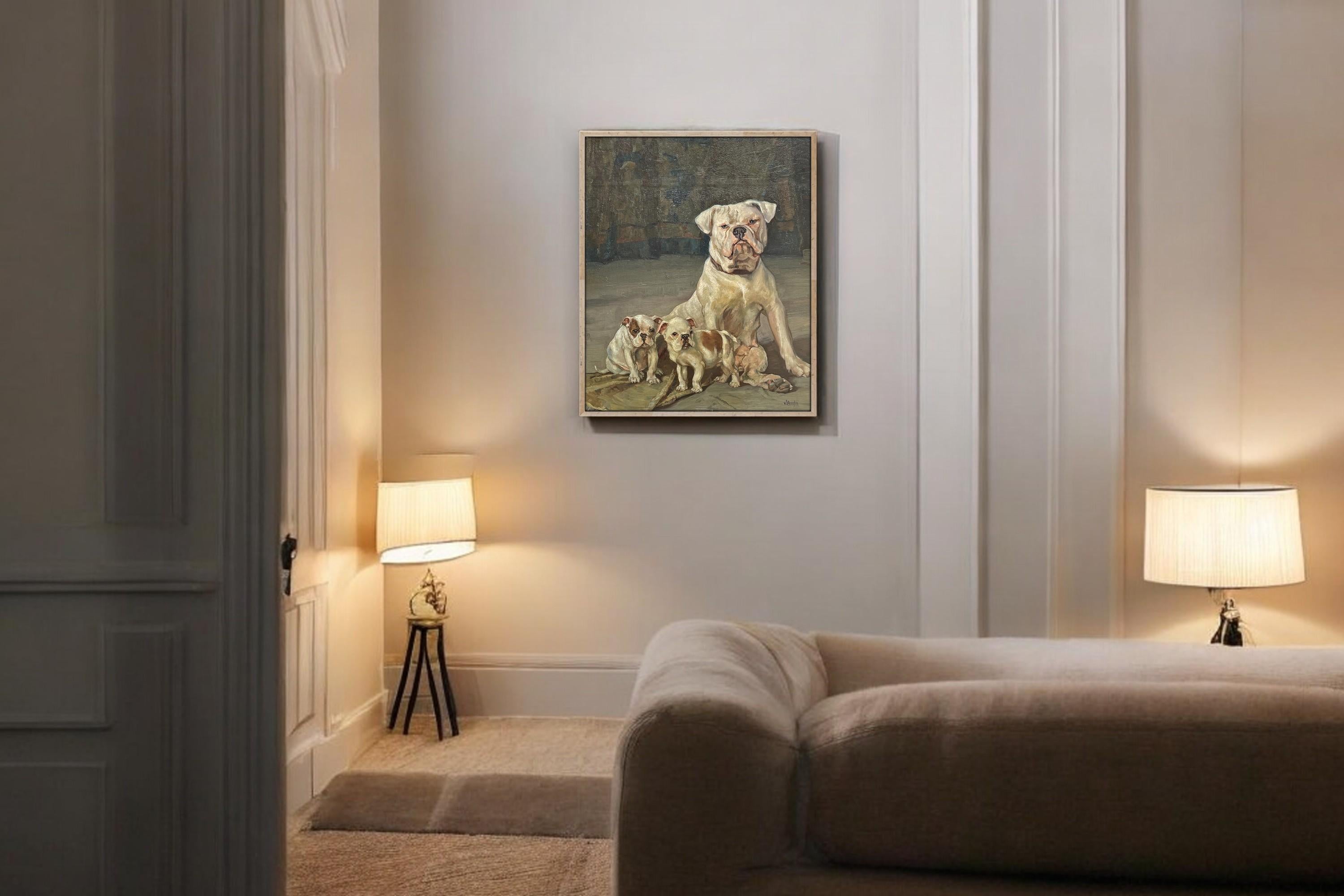 Une famille de bulldogs par Ernst Hugo Von Stenglin Bon état - En vente à Vo', Veneto