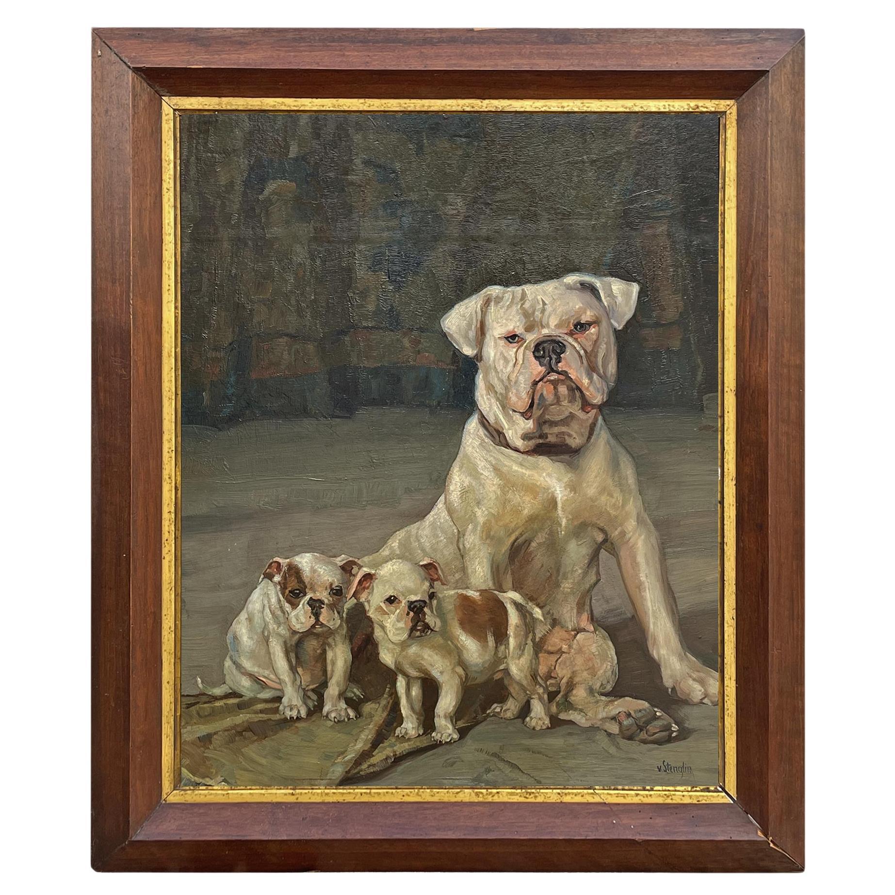 Une famille de bulldogs par Ernst Hugo Von Stenglin en vente