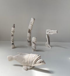 A Family of Greenlandic Tupilak 's - Hand-Carved in Reindeer Stag & Bone