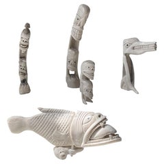 A Family of Greenlandic Tupilak 's - Hand-Carved in Reindeer Stag & Bone