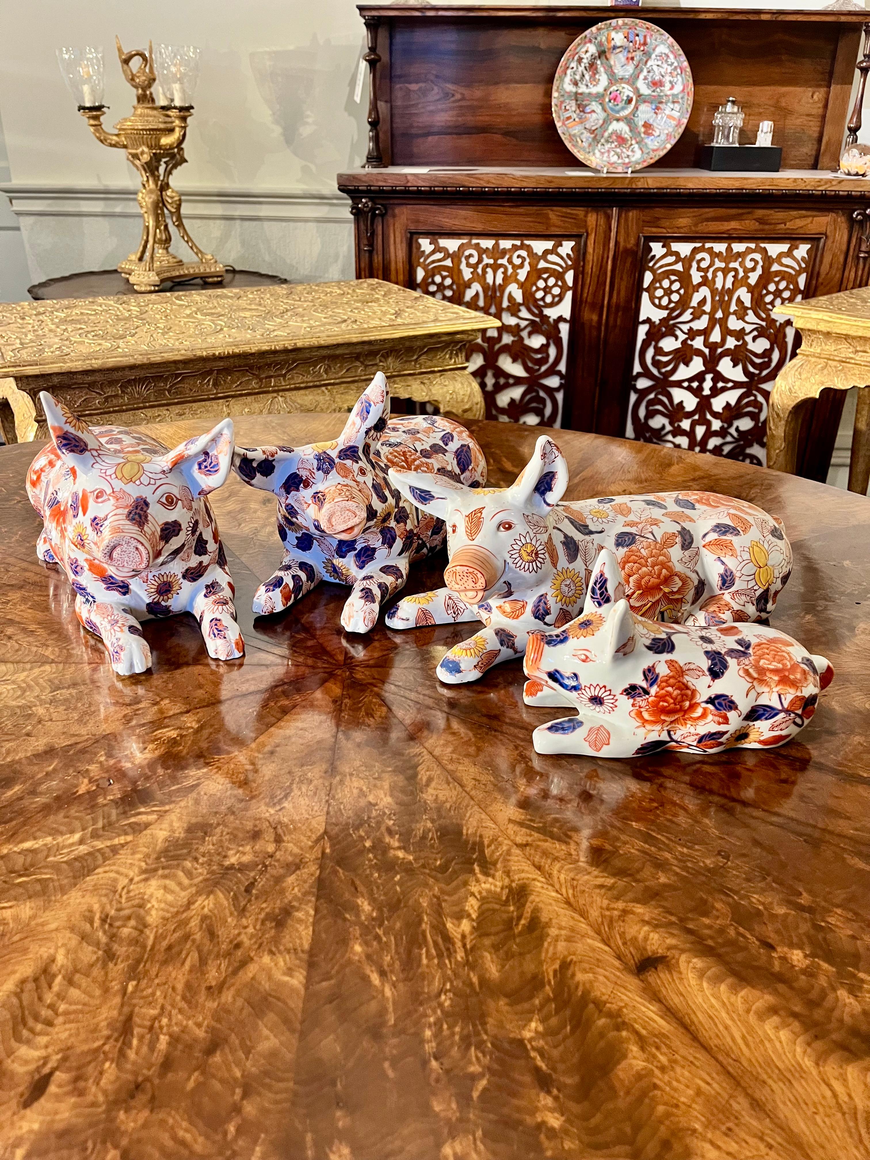 Una familia de cerdos japoneses de Imari Porcelain Porcelana en venta