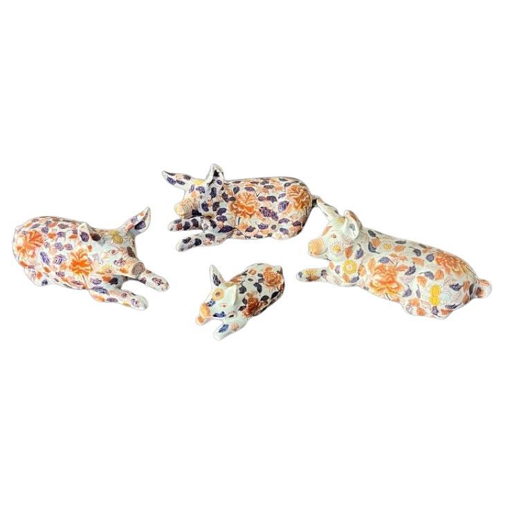 Una familia de cerdos japoneses de Imari Porcelain
